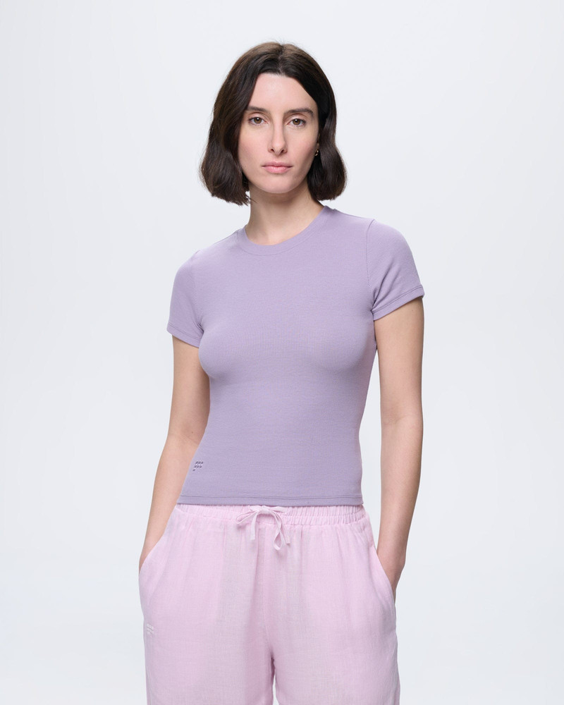 PANGAIA Womens Rib T-Shirt - Dusty Mauve outlook