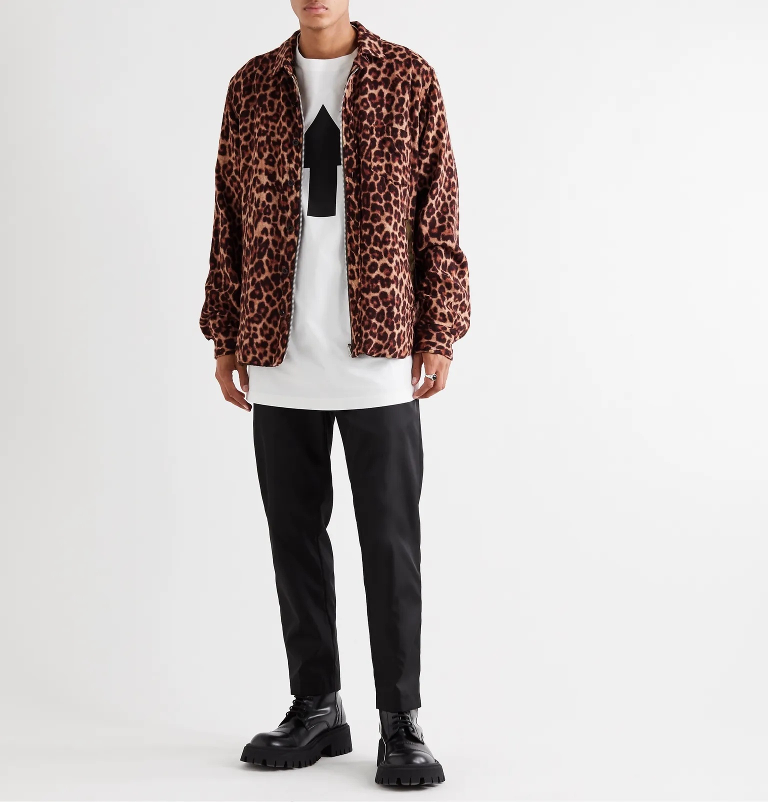 Reversible Leopard-Print Wool and Shell Jacket - 2