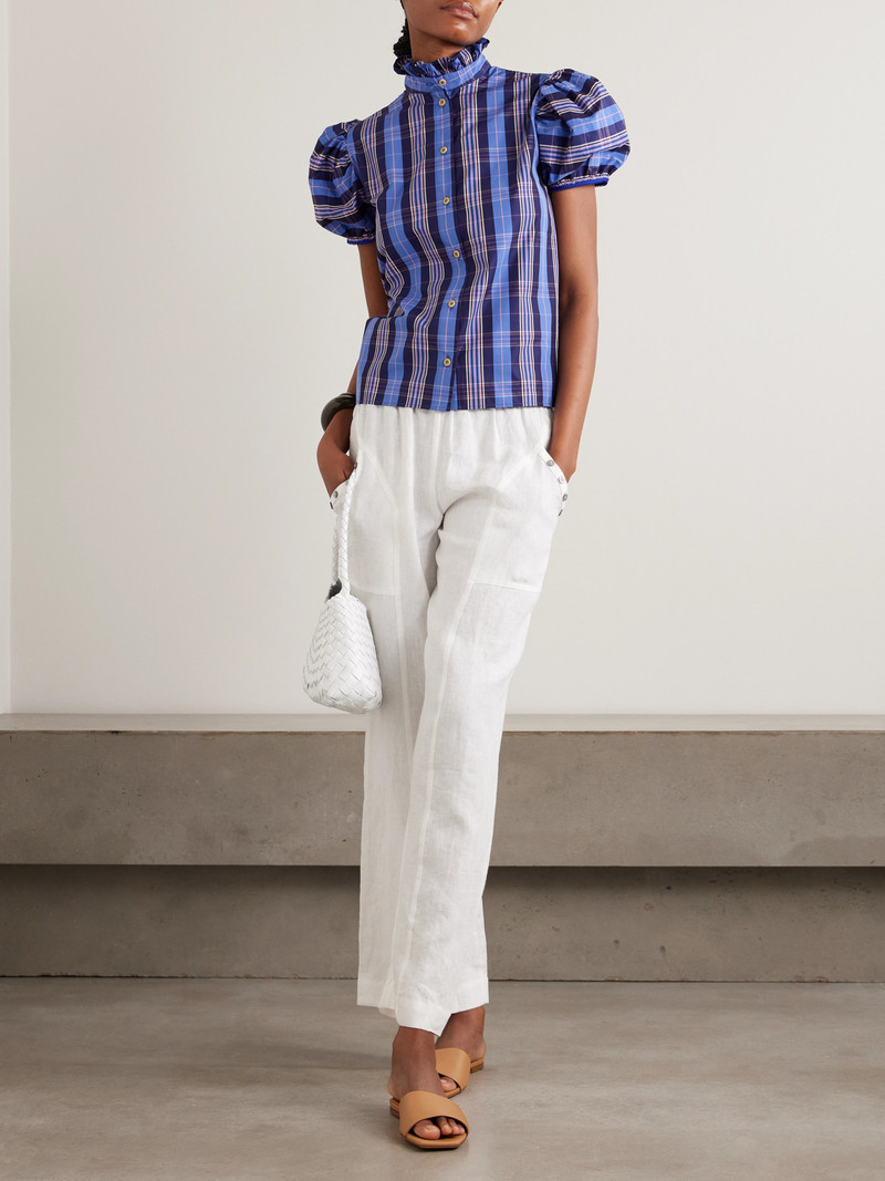 Thierry Colson Vike Ruffled Checked Cotton-blend Poplin Blouse outlook