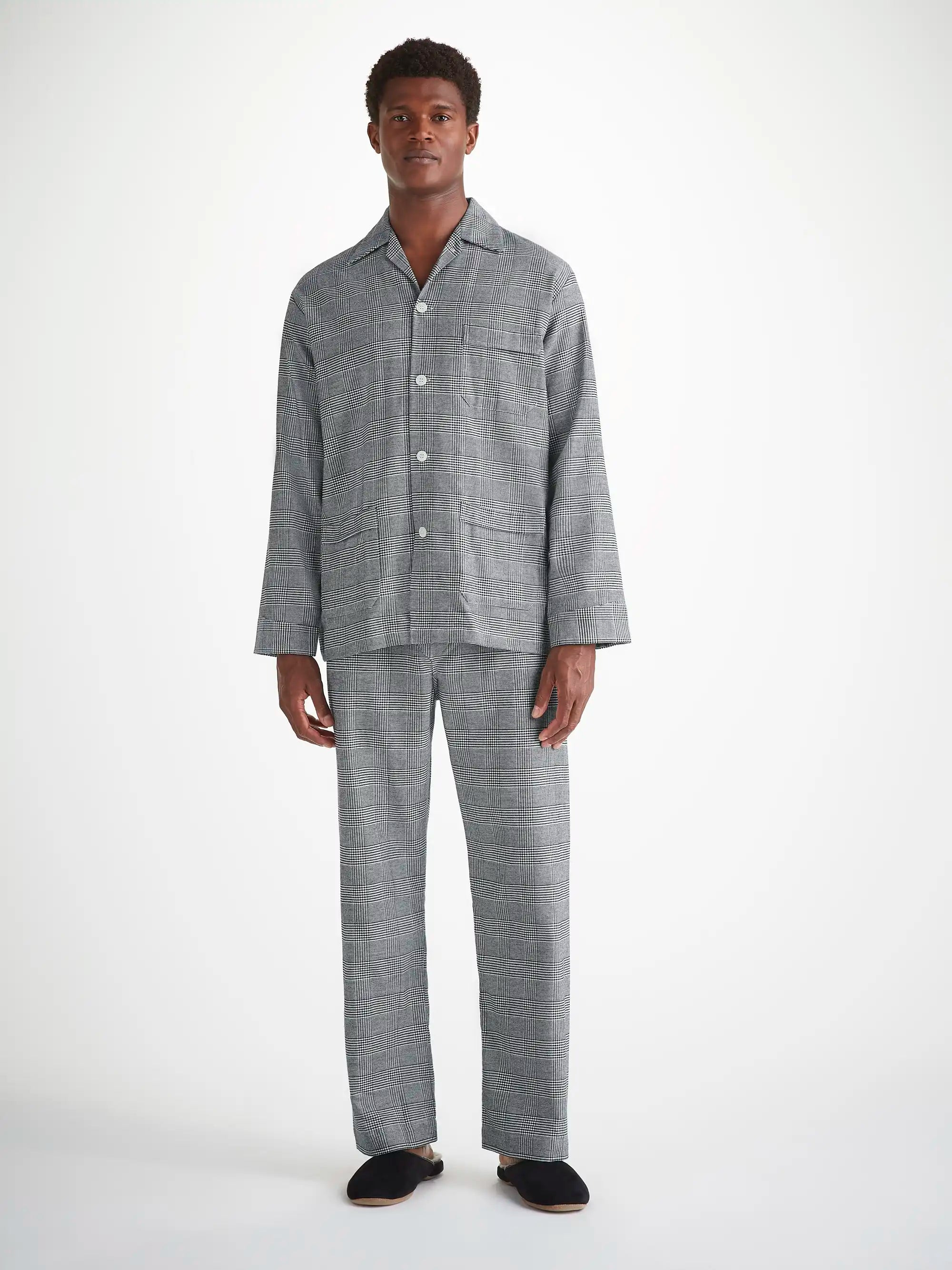 Men's Classic Fit Pajamas Kelburn 42 Brushed Cotton Black - 3