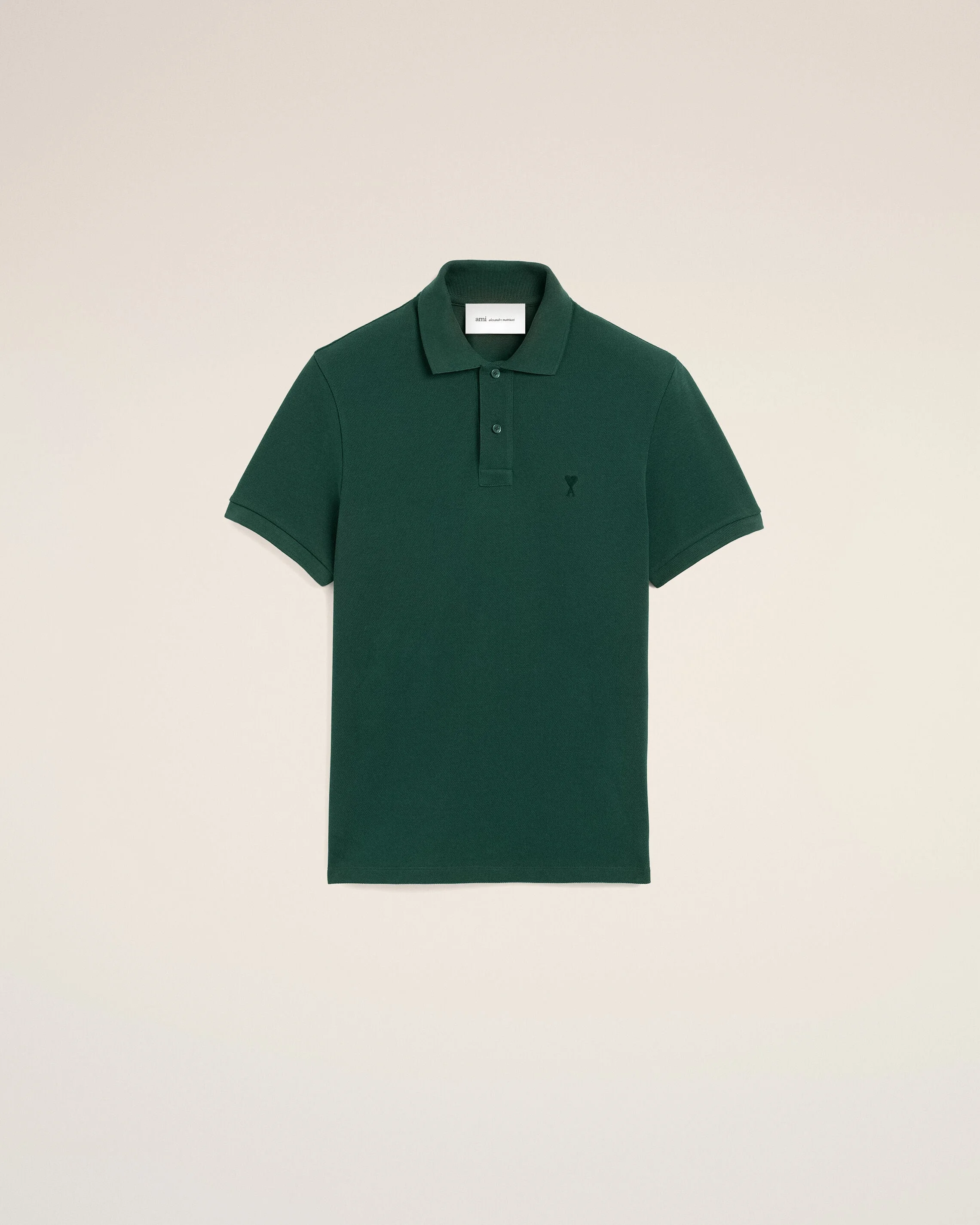 GREEN COTTON POLO WITH AMI DE COEUR - 1