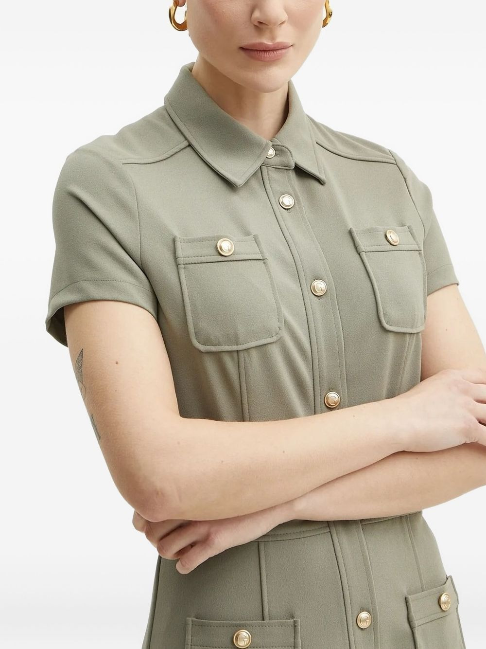 button-fastening pocket dress - 3