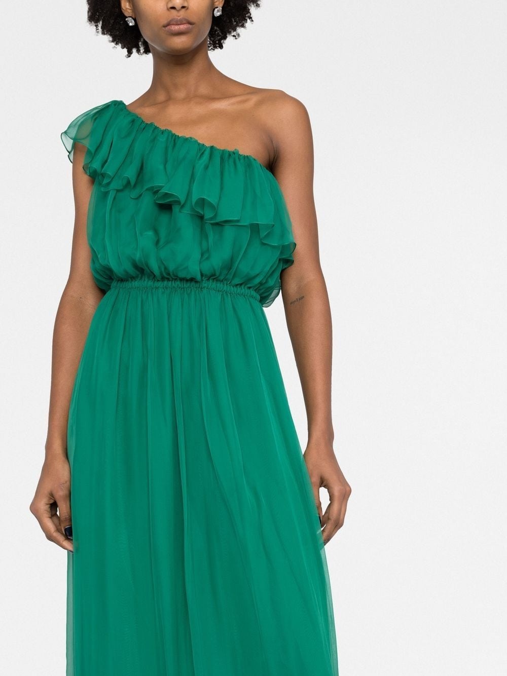 green ruffle-trim dress - 3