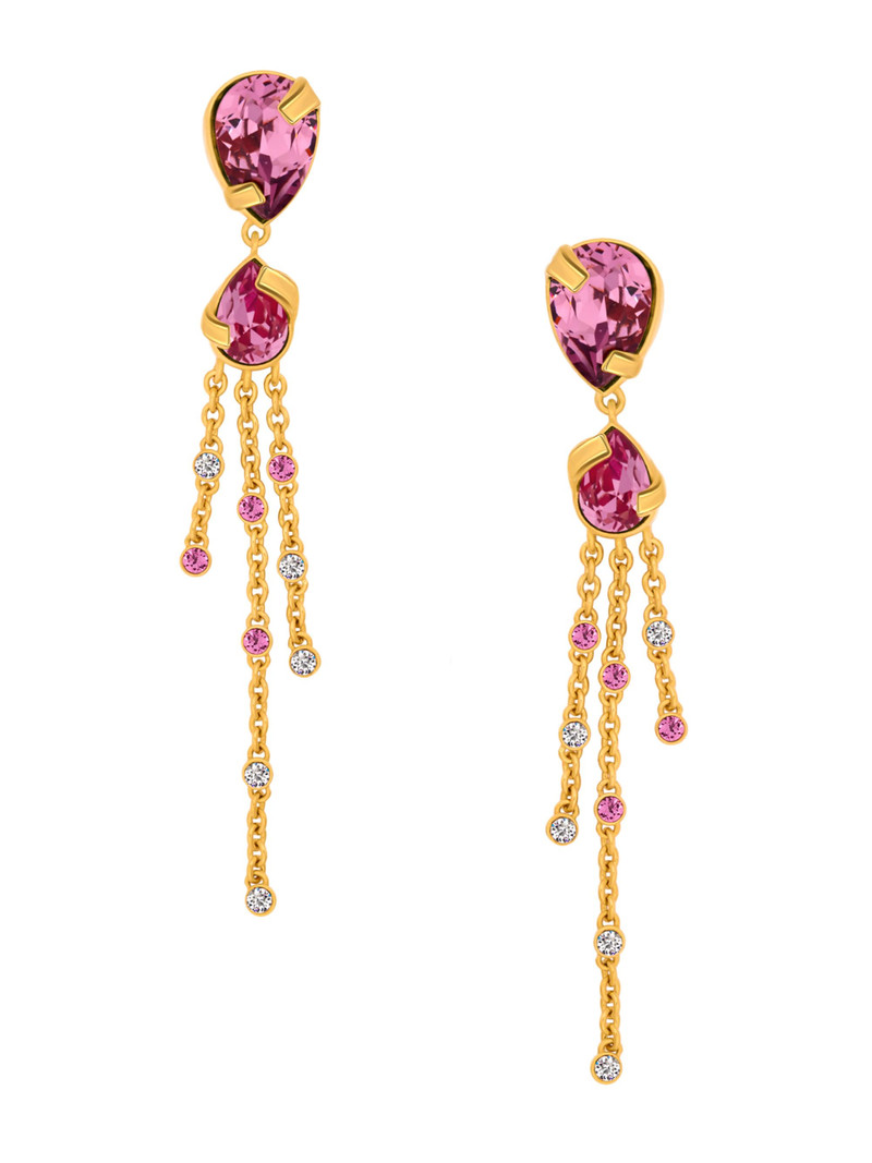 Women's Pear Rhinestone 24K-Gold-Plated Chandelier Earrings - Rose 1