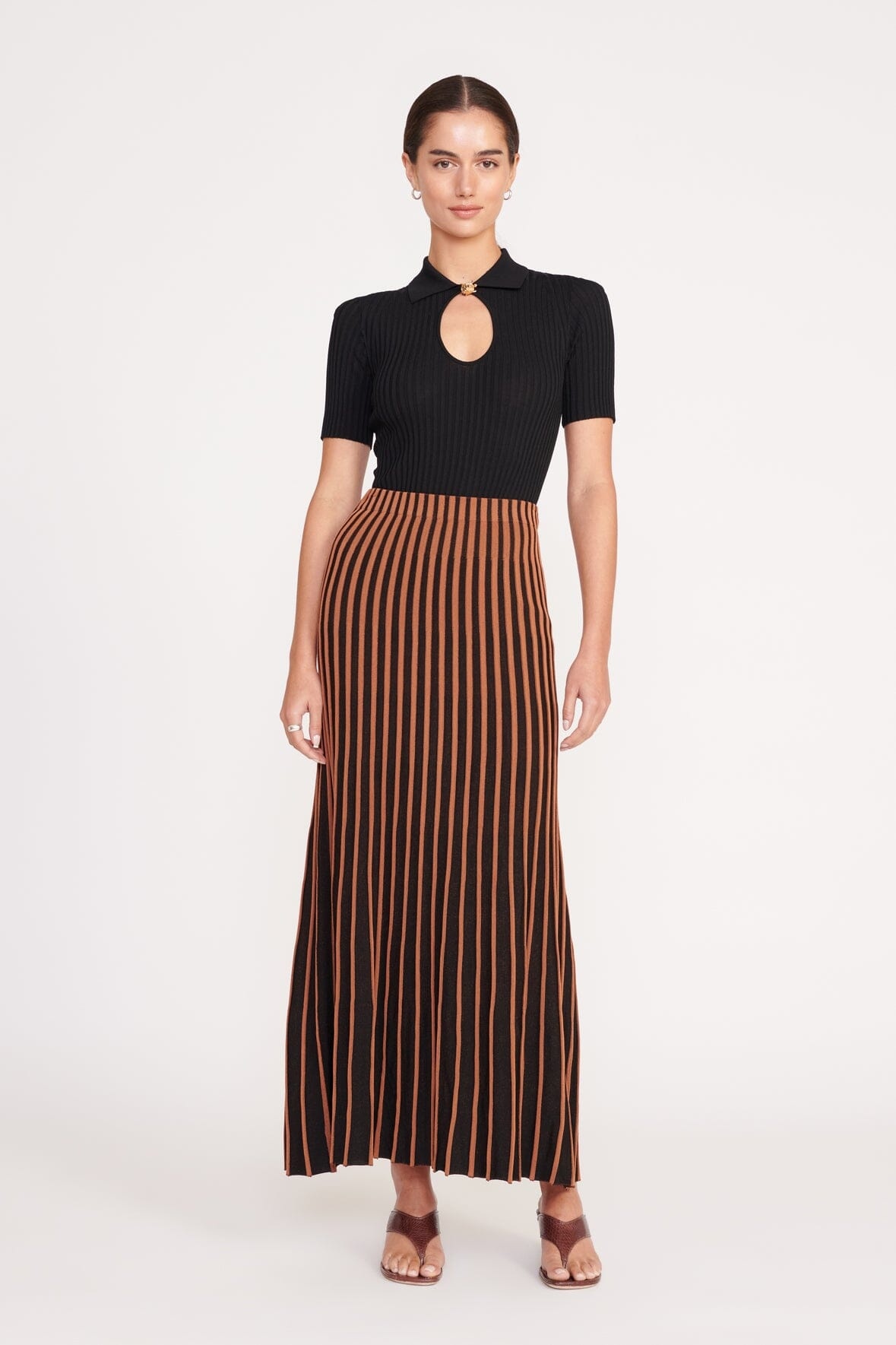 STAUD ALEIDA SKIRT TAN BLACK - 7