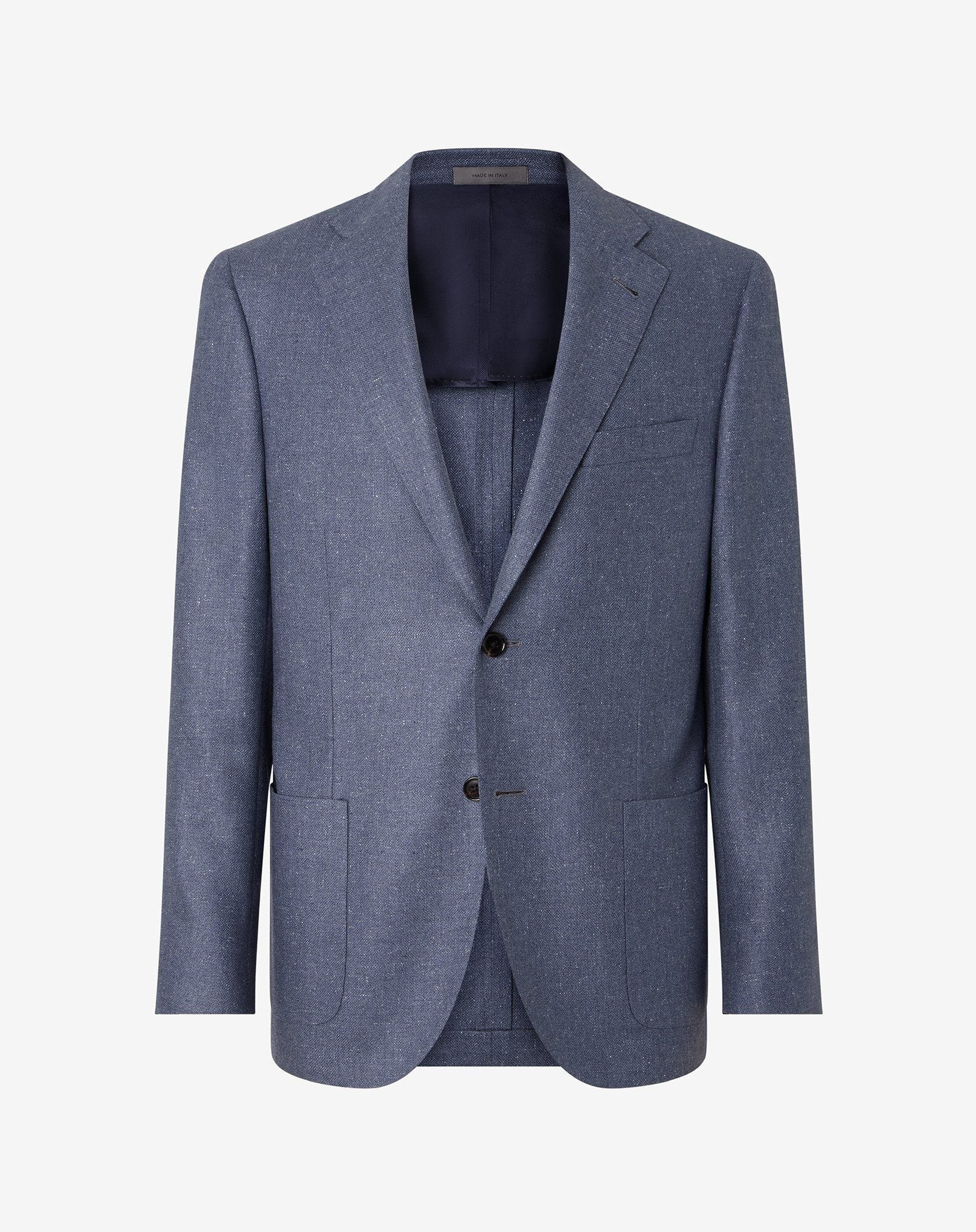 Denim blue wool and silk jacket - 1