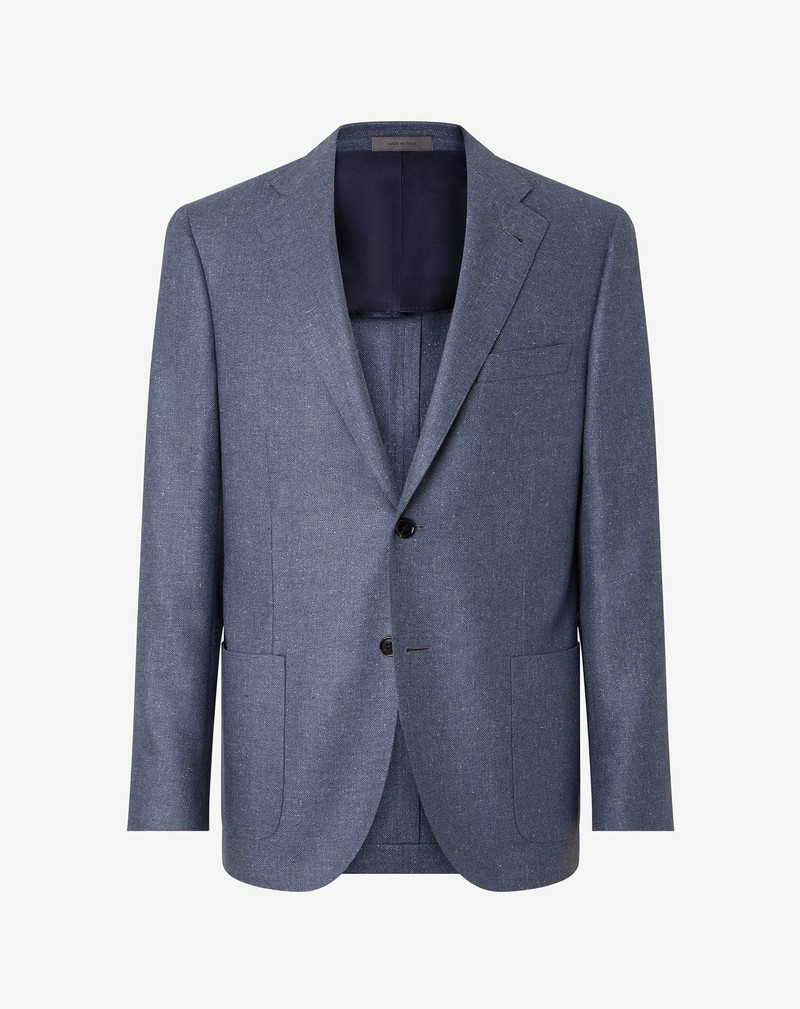Denim blue wool and silk jacket 1
