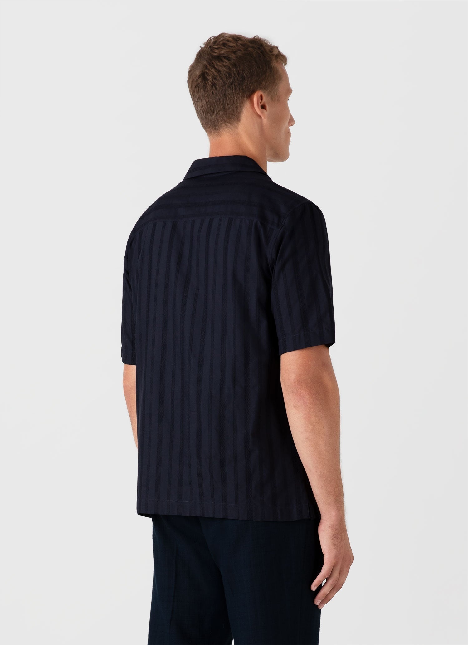 Embroidered Stripe Camp Collar Shirt - 5