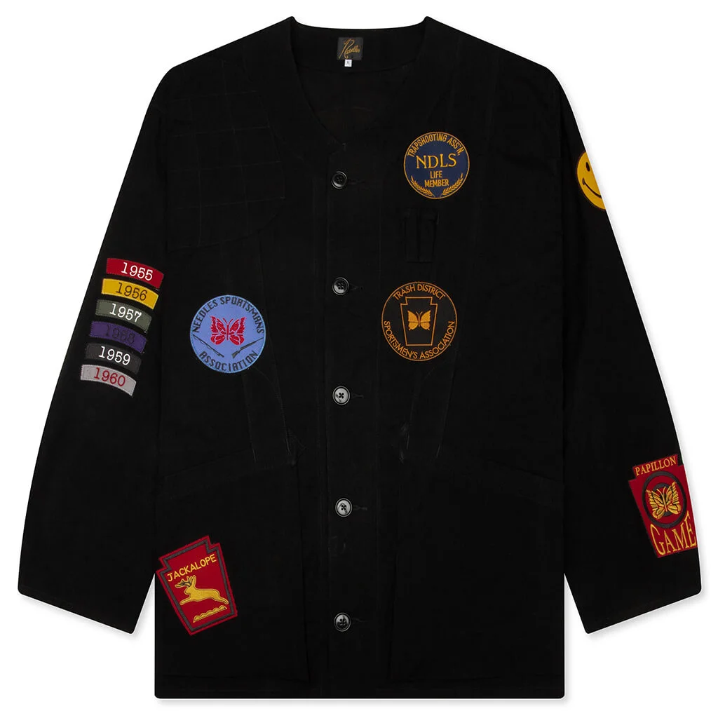 WAXED CLOTH SHOOTING JACKET - BLACK - 1