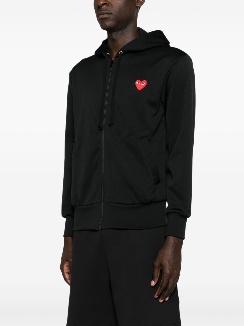 heart-embroidered zip-up hoodie - 4