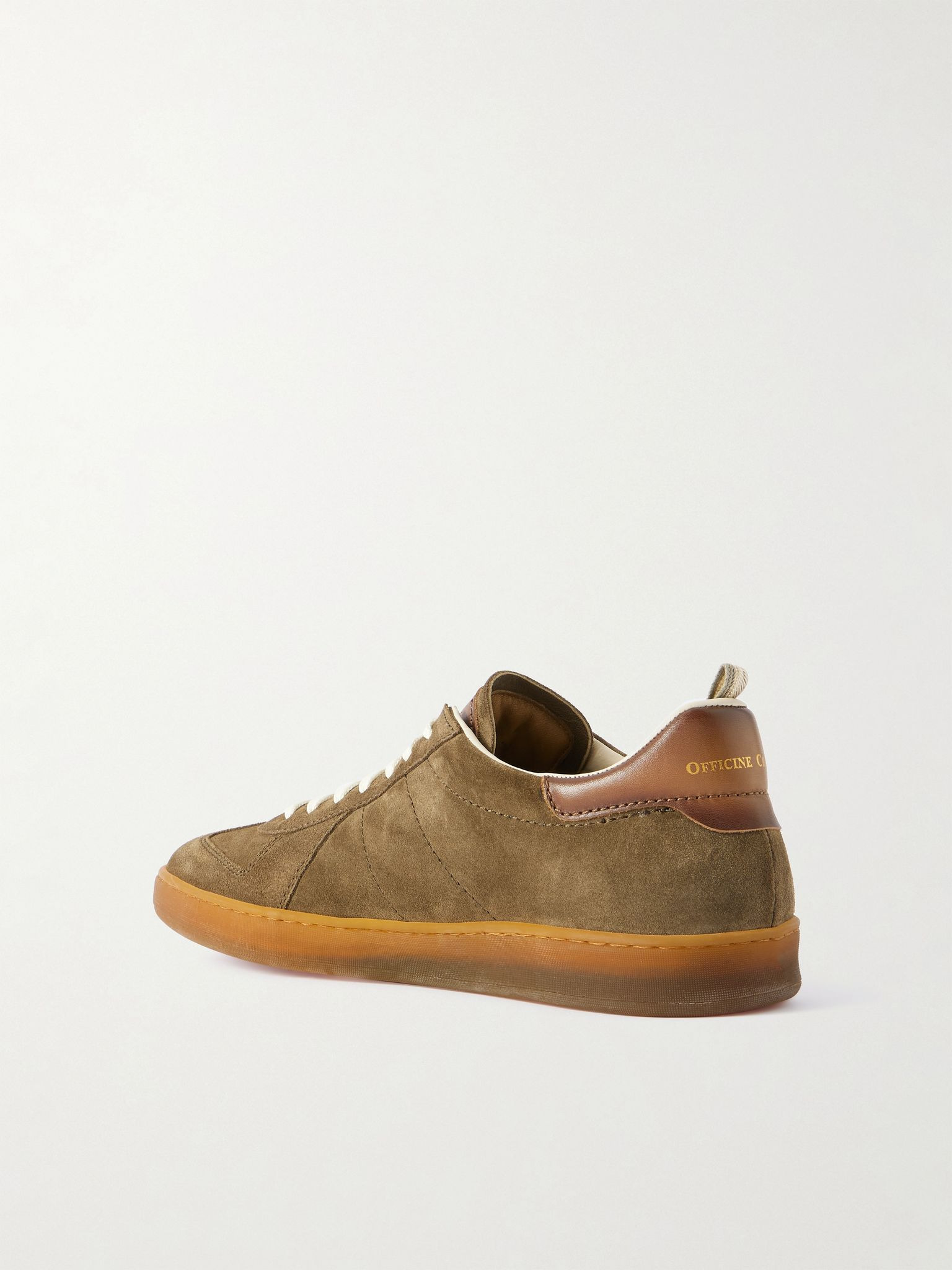 Militia 002 Leather-Trimmed Suede Sneakers Green - 4