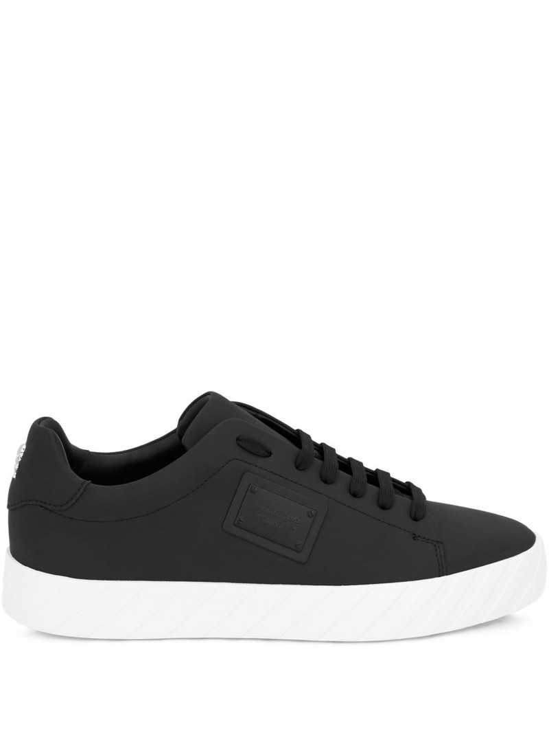 plaque leather low-top trainers 1