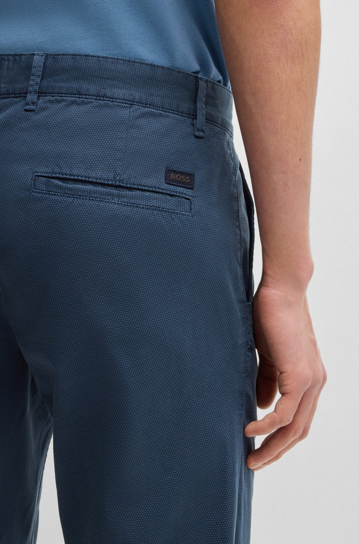 SLIM-FIT TROUSERS IN MICRO-PRINTED STRETCH COTTON - 5