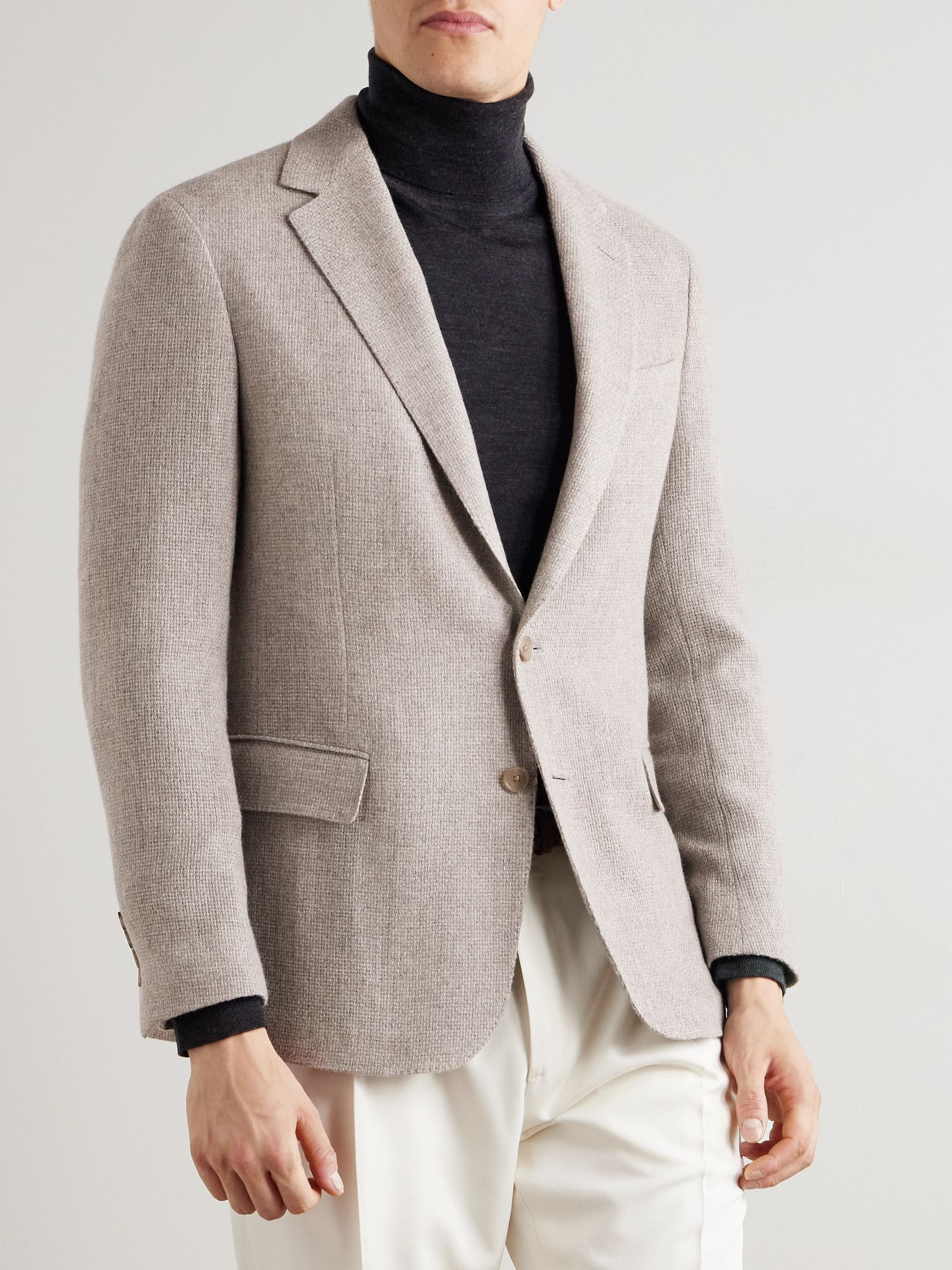 Hadley Slim-Fit Basketweave Cashmere Blazer Gray - 3