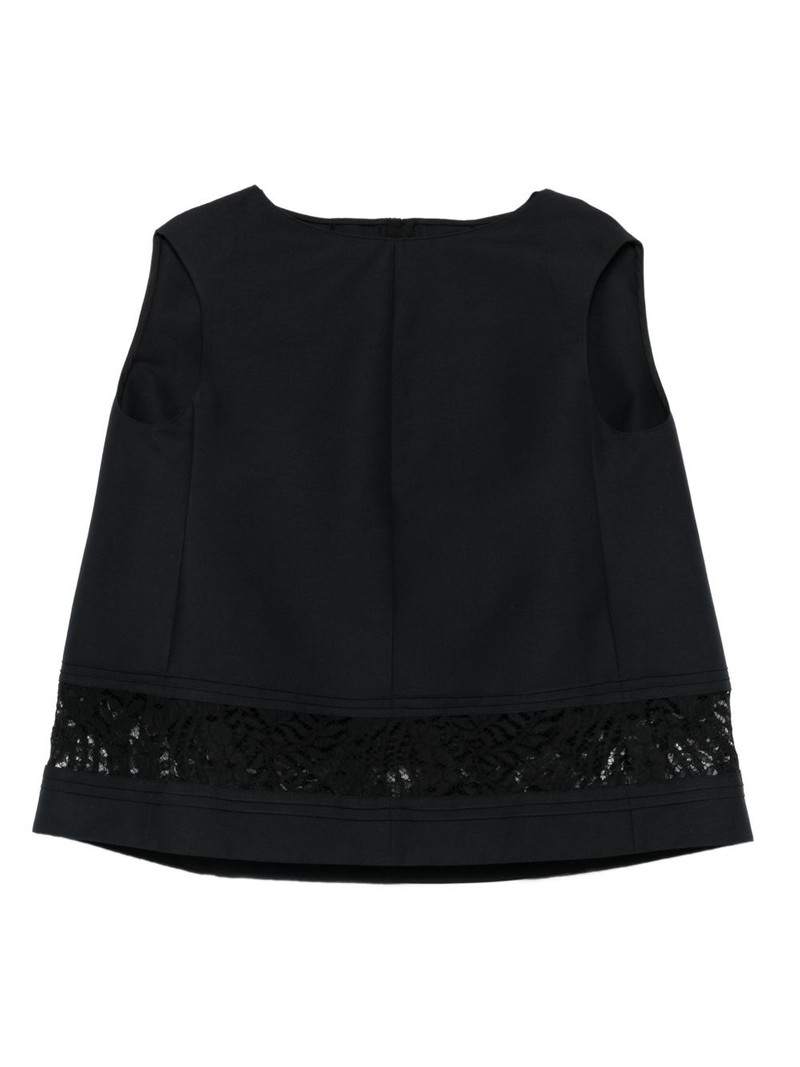 lace-insert sleeveless blouse 1