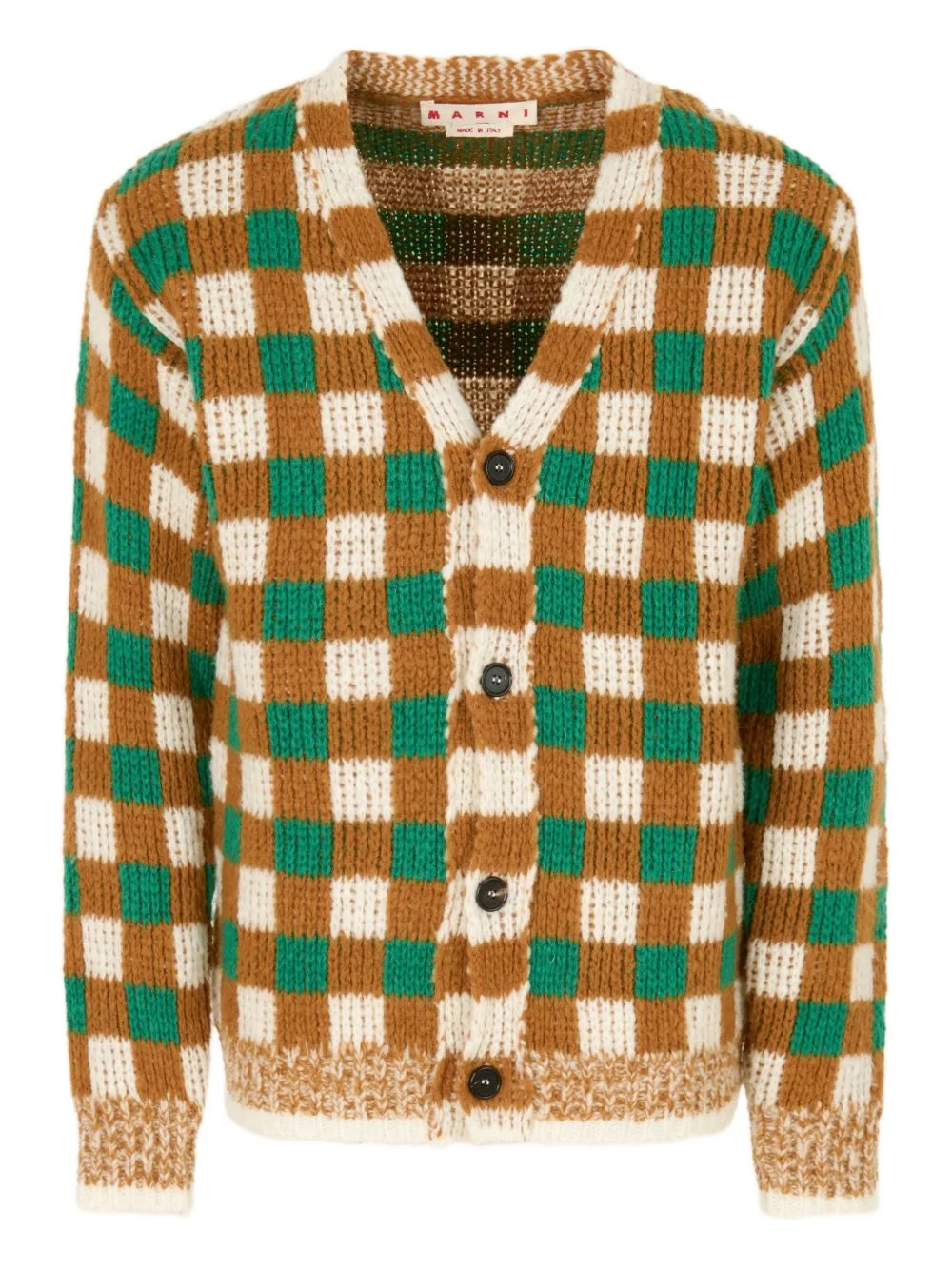 checked ribbed cardigan - 1