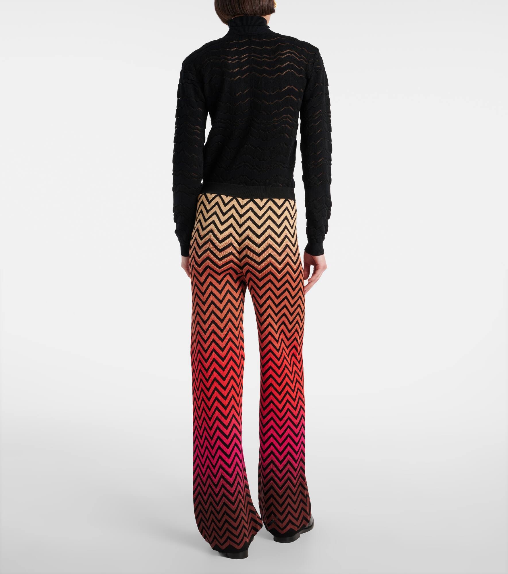 Zigzag cotton-blend palazzo pants - 3