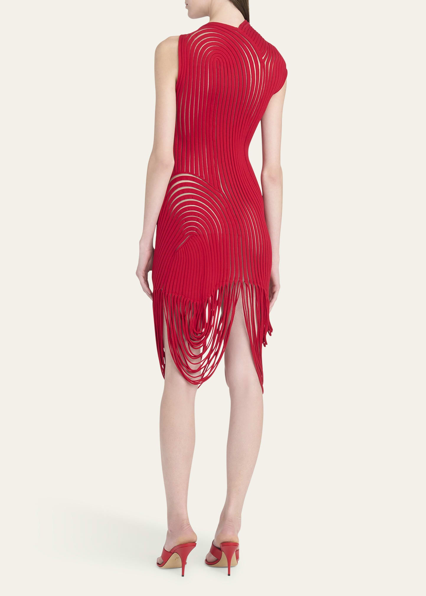 Asymmetric Ornate Illusion Dress - 3
