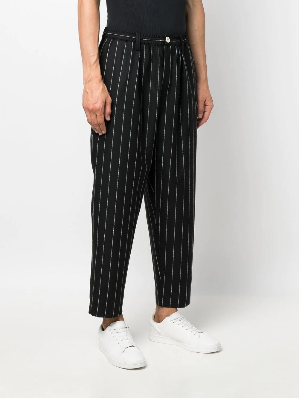 pinstripe tapered-leg trousers - 3