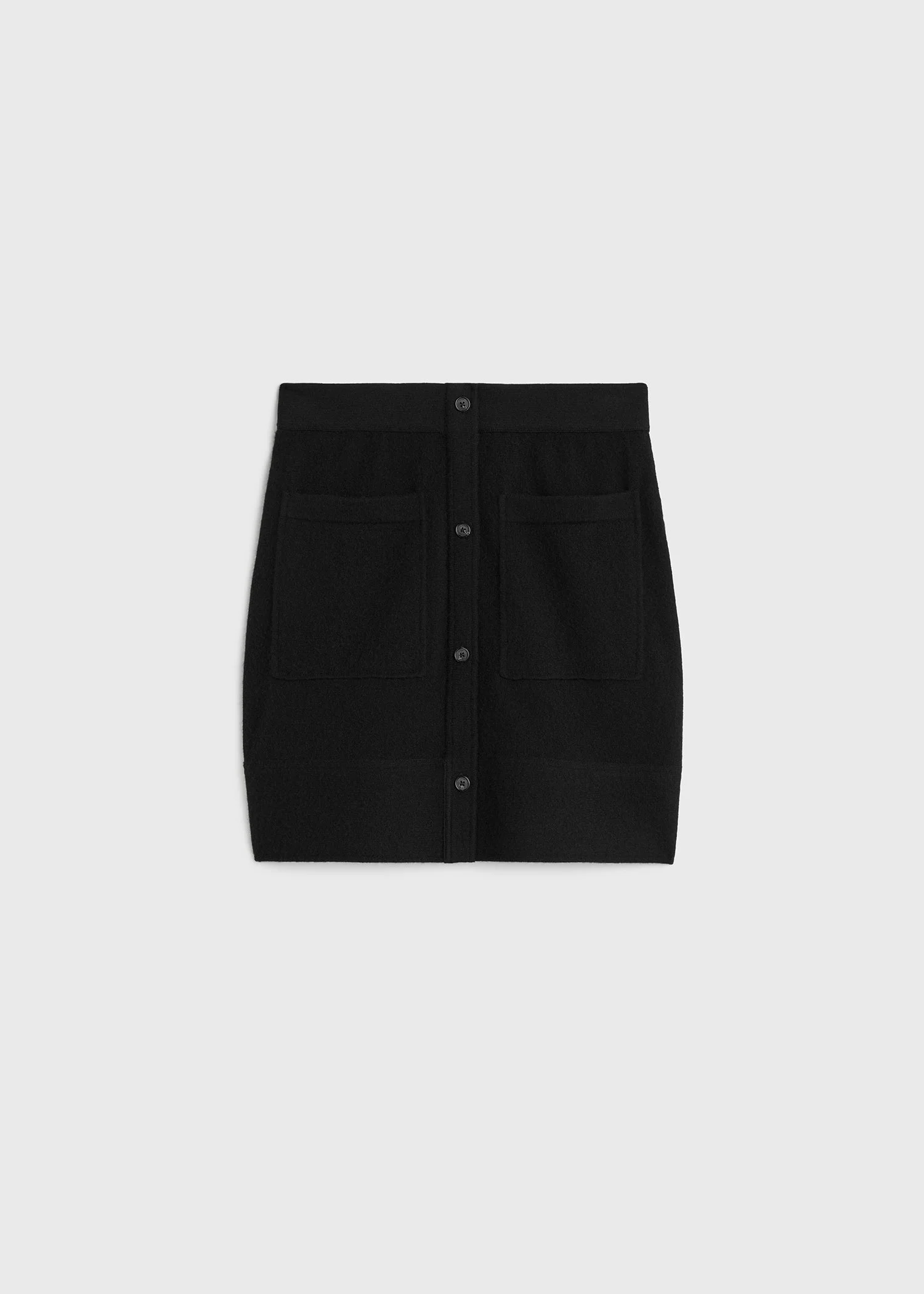 Buttoned cashmere skirt black - 1