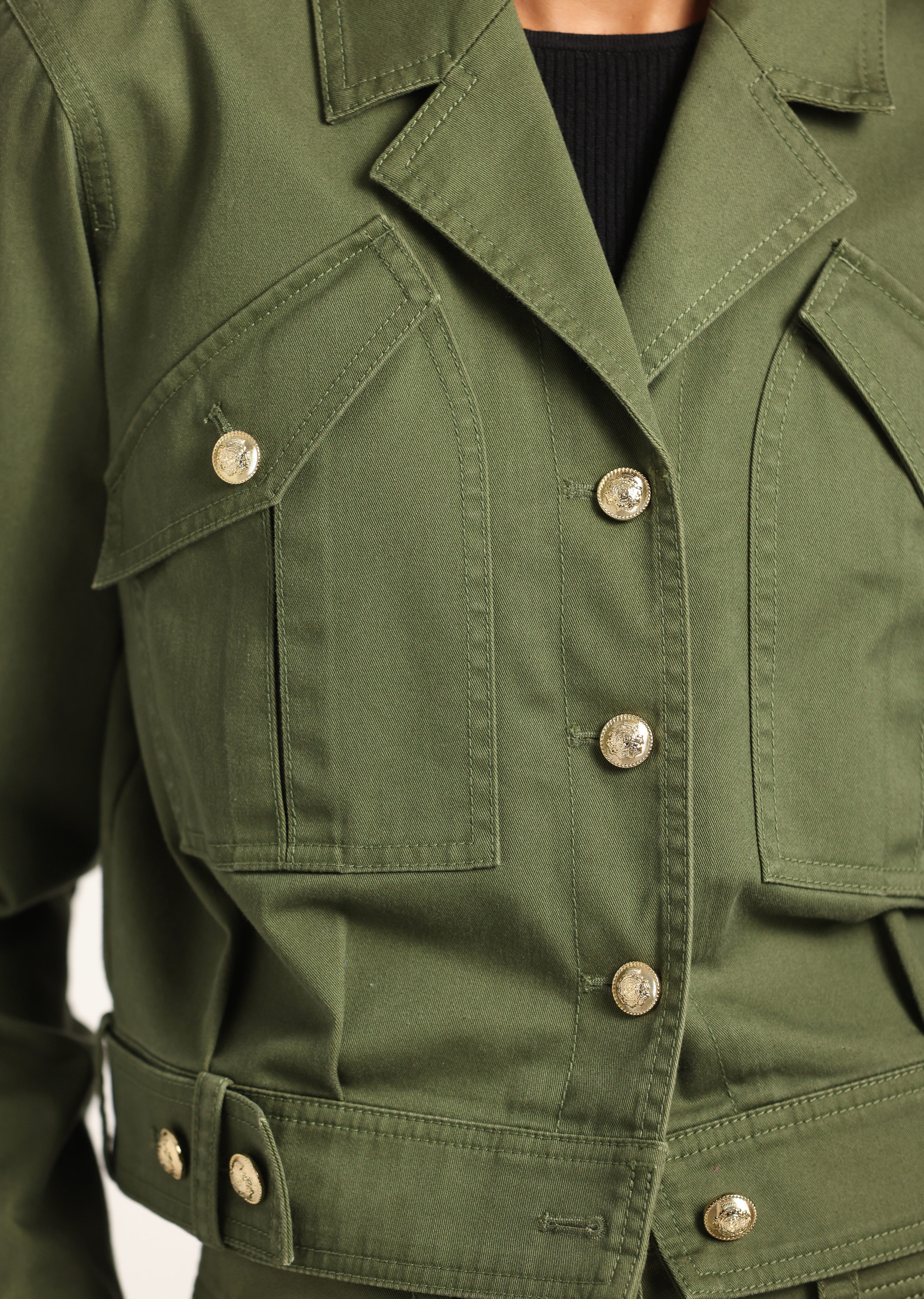 CELINORA COTTON DRILL CROPPED JACKET - 2