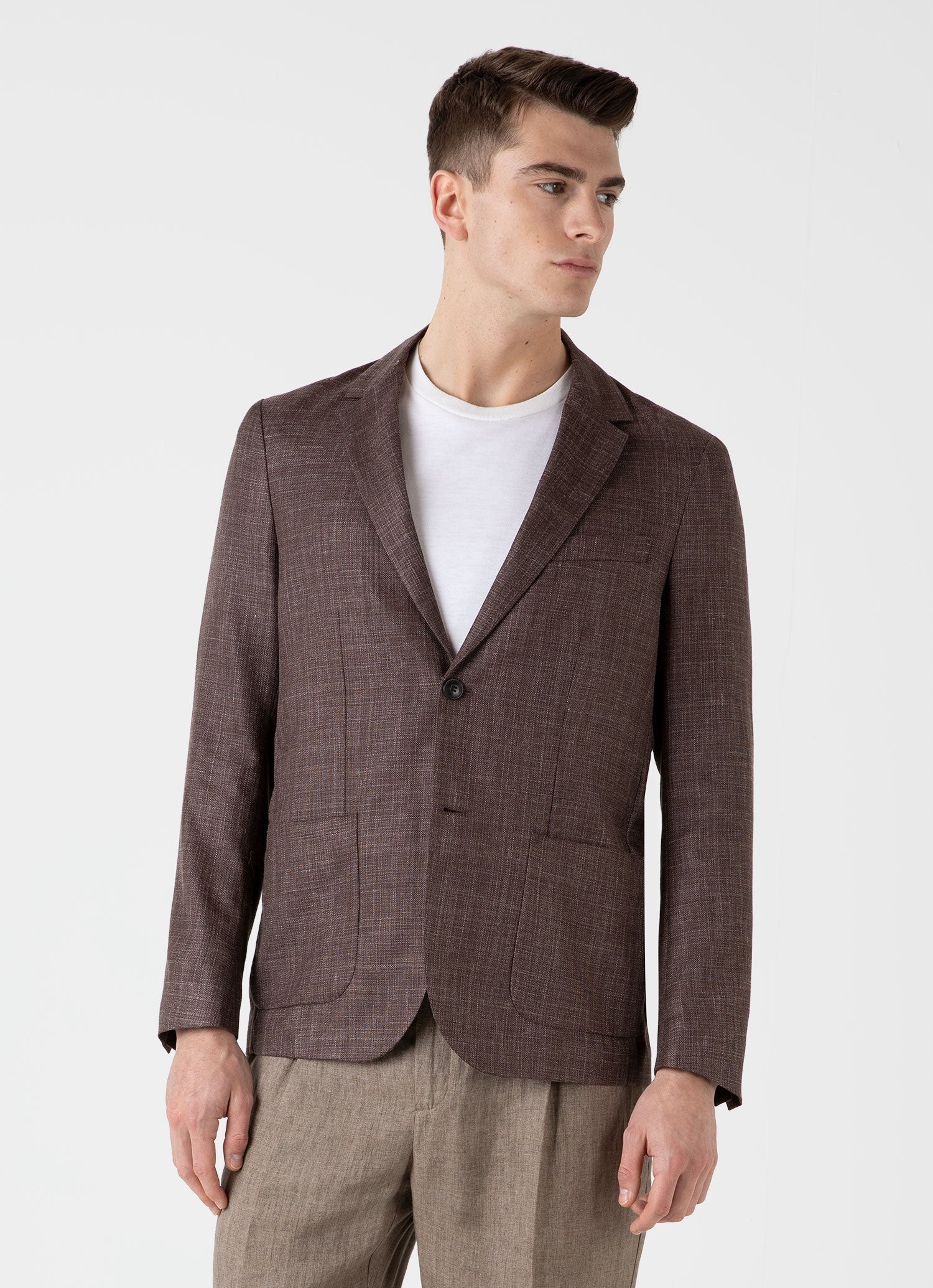 Silk Linen Wool Blazer - 2