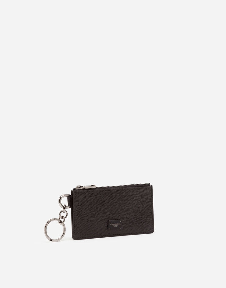 Dauphine calfskin card holder with ring branded plate - 2