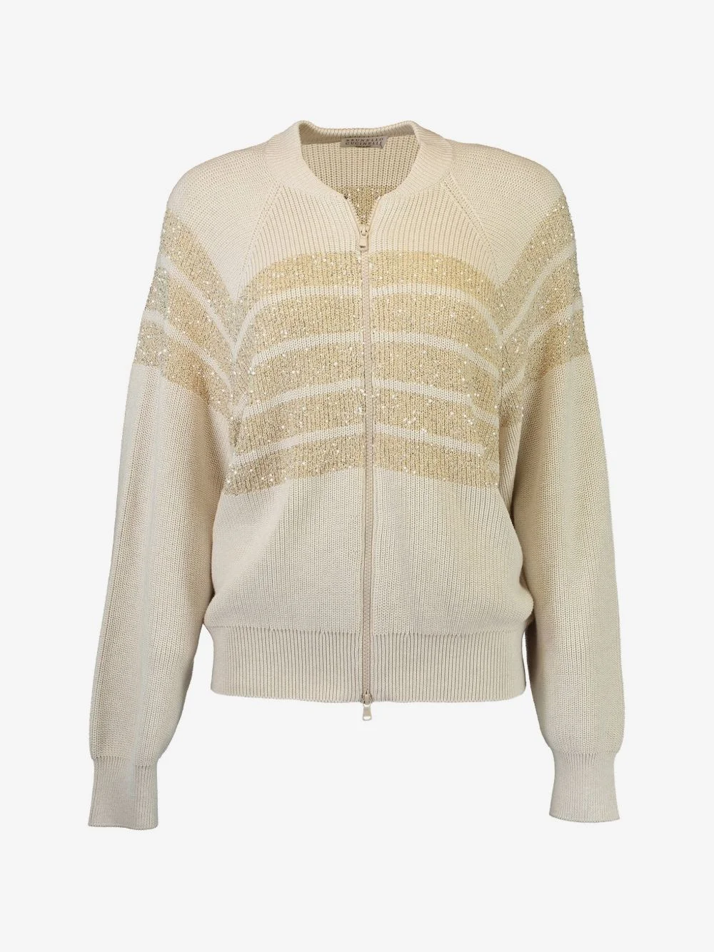 sequin-embellished full-zip cardigan - 1