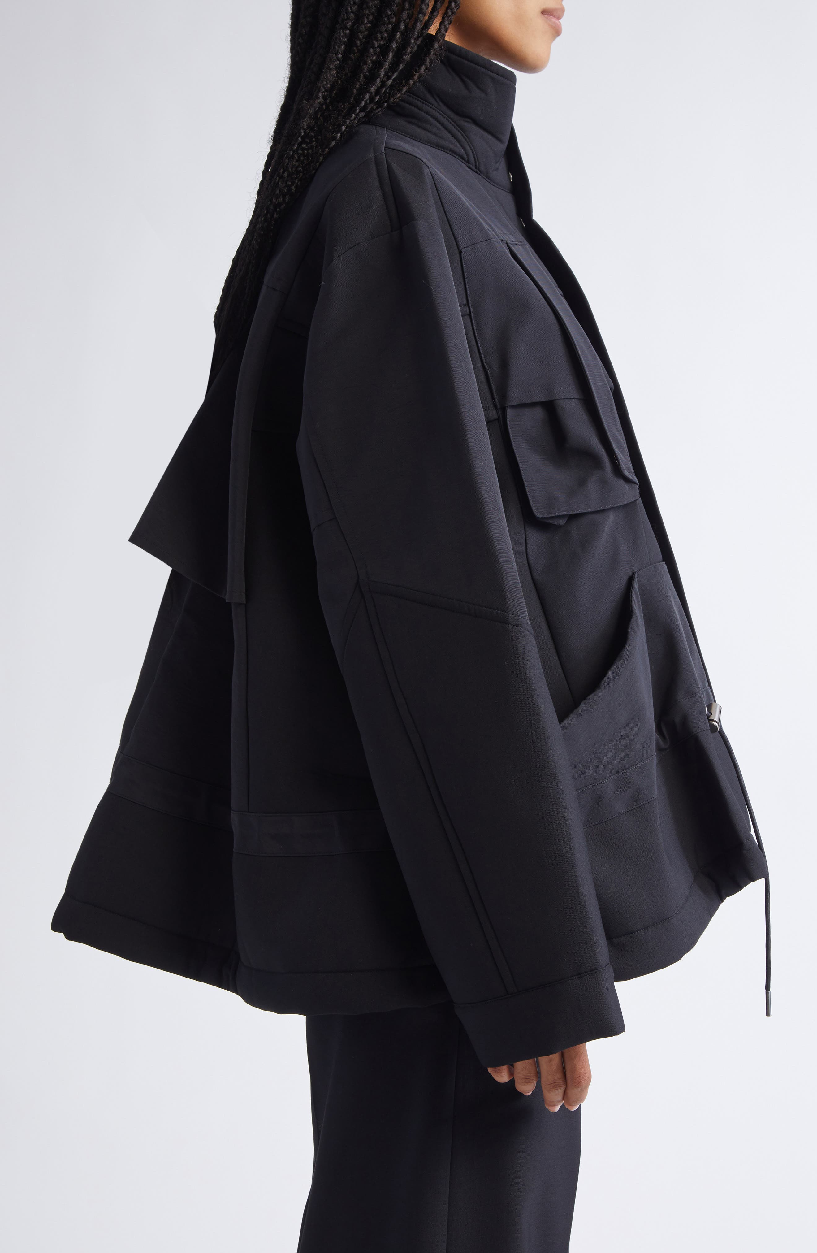 Sacai Mixed Media Jacket in Black at Nordstrom - 4