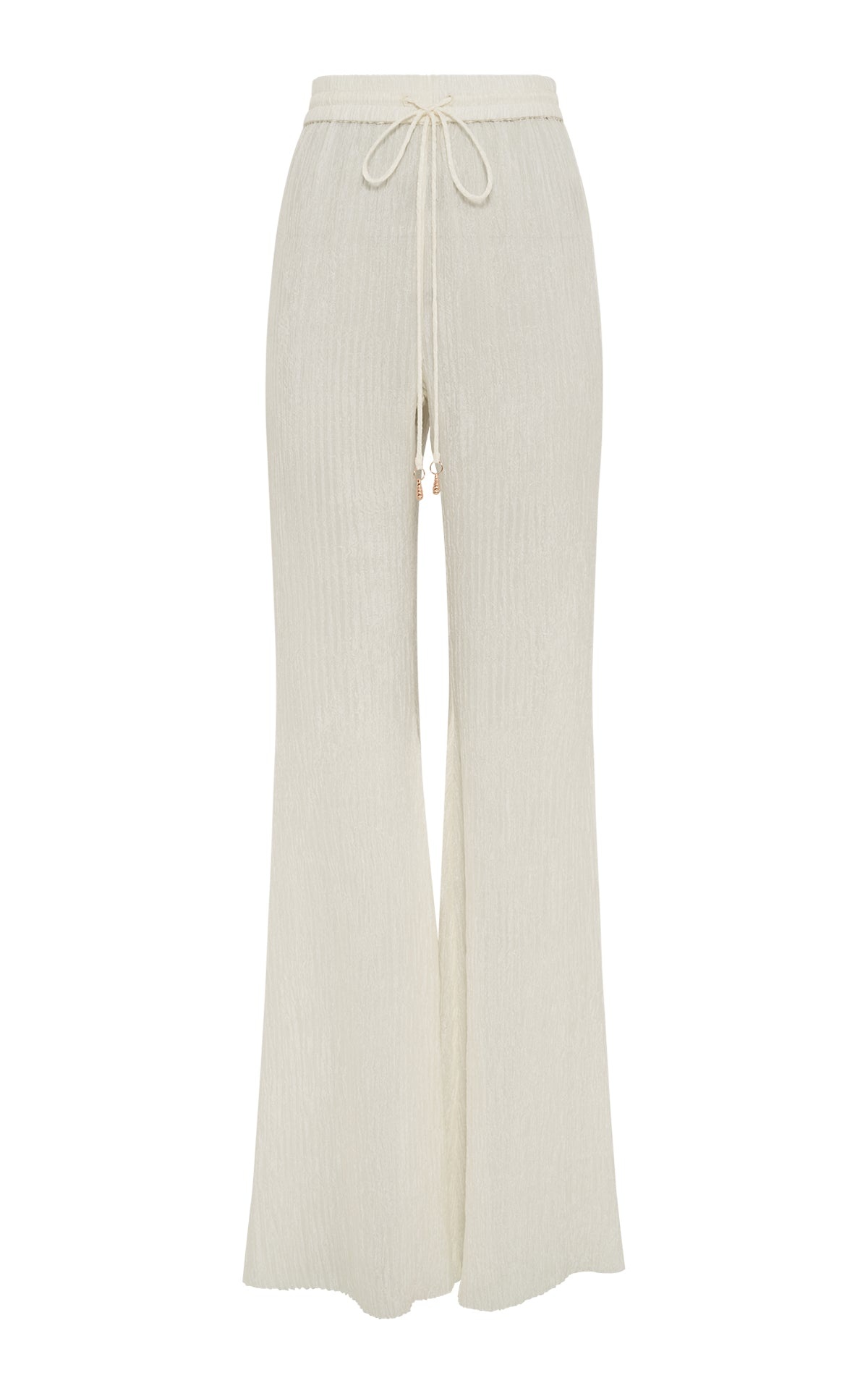 Claude Flare Pant in Ivory Plisse Silk - 1