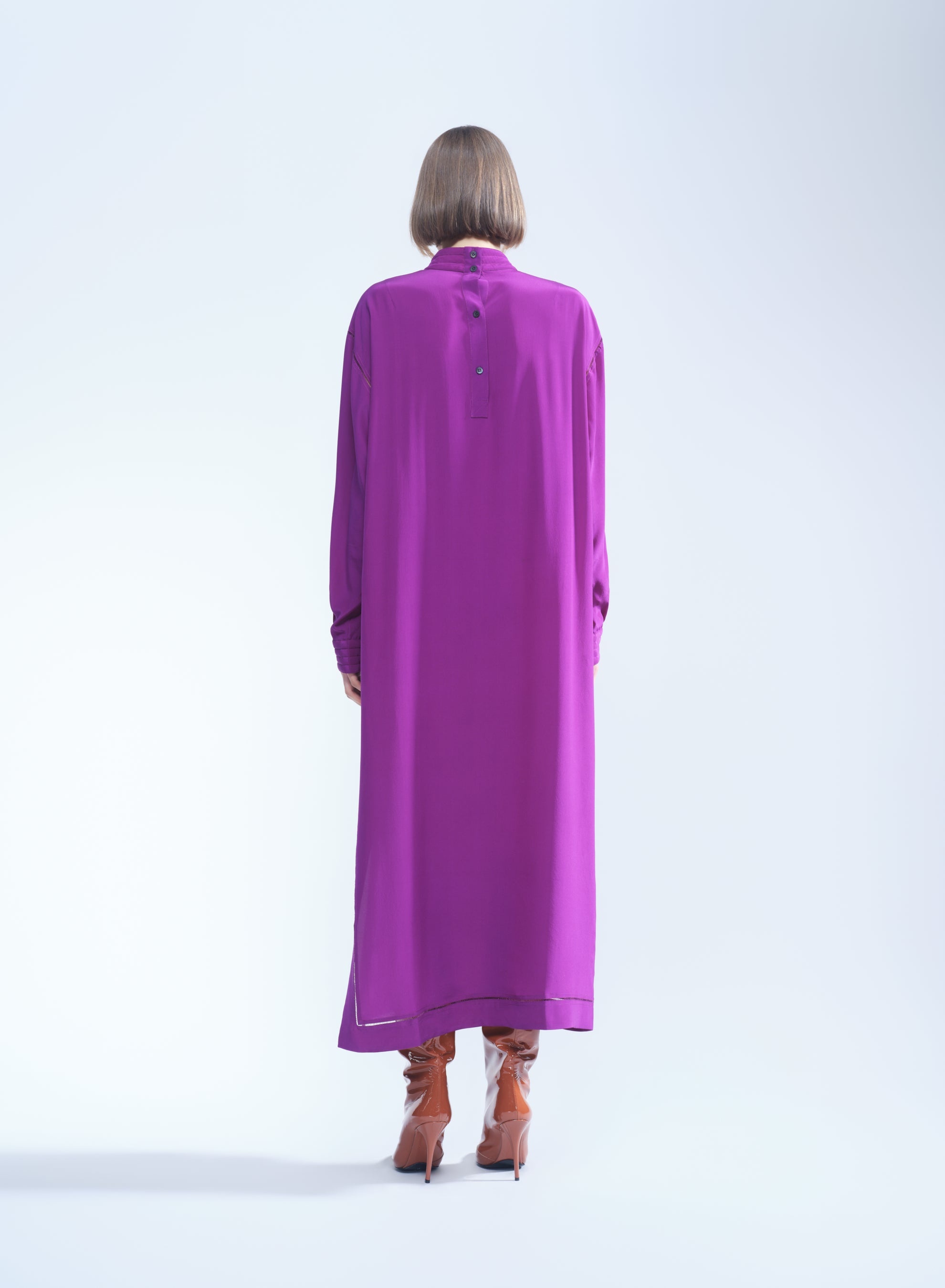 HIGH NECK SILK DRESS - 3