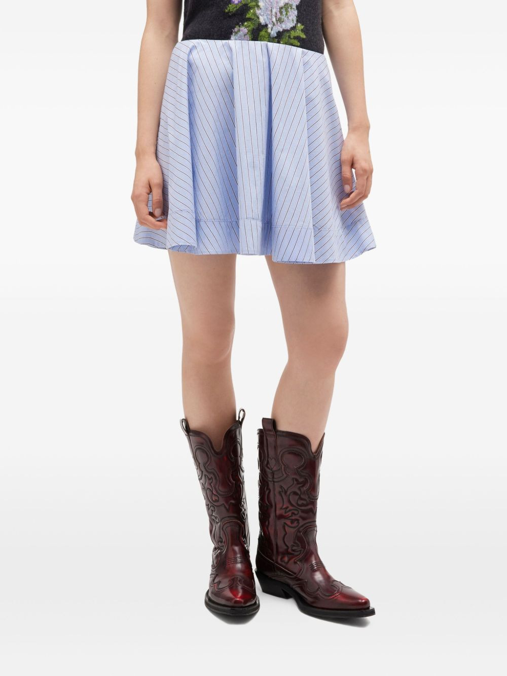 circle stripe cotton mini skirt - 3