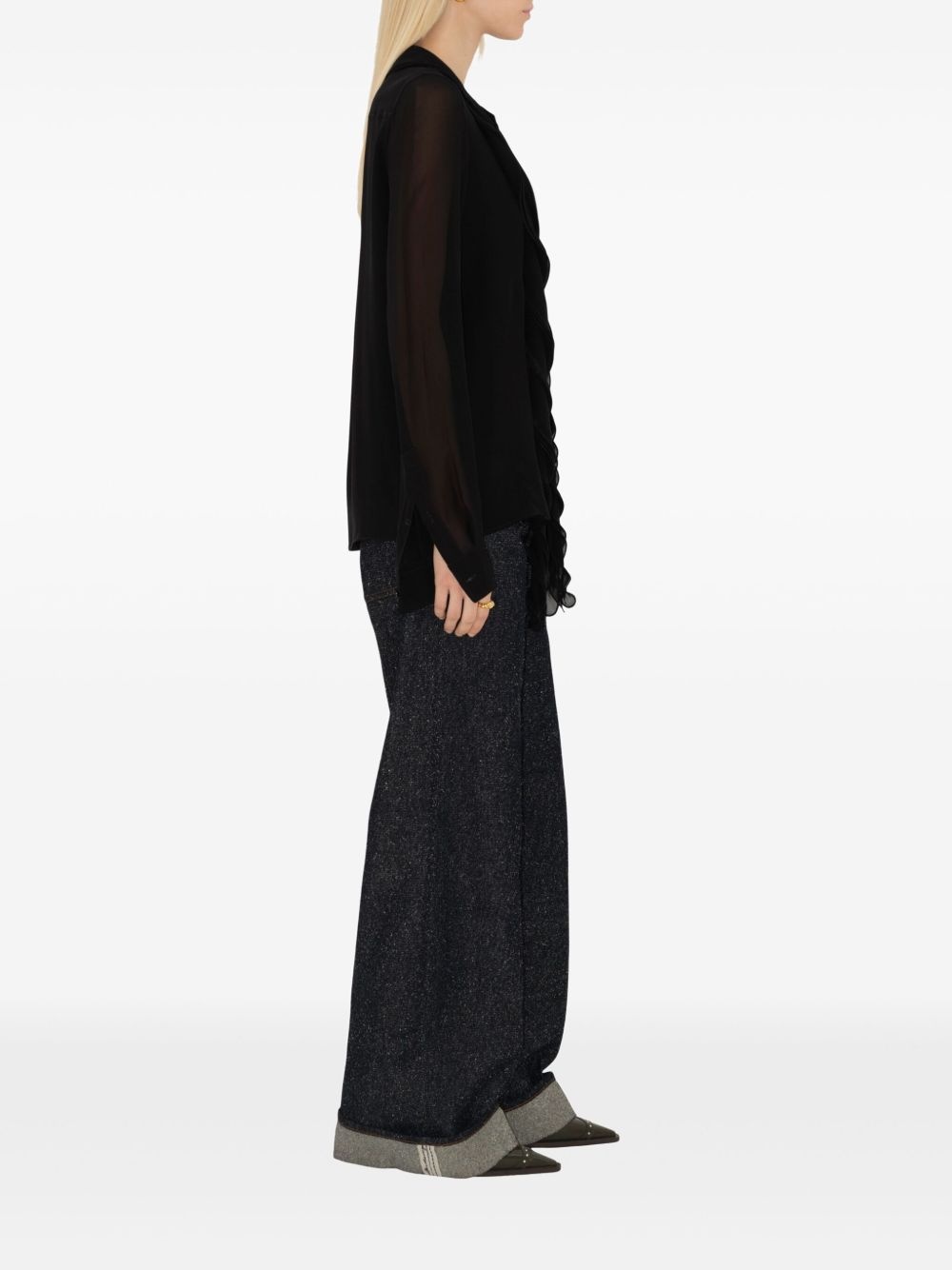 ruffled silk blouse - 3