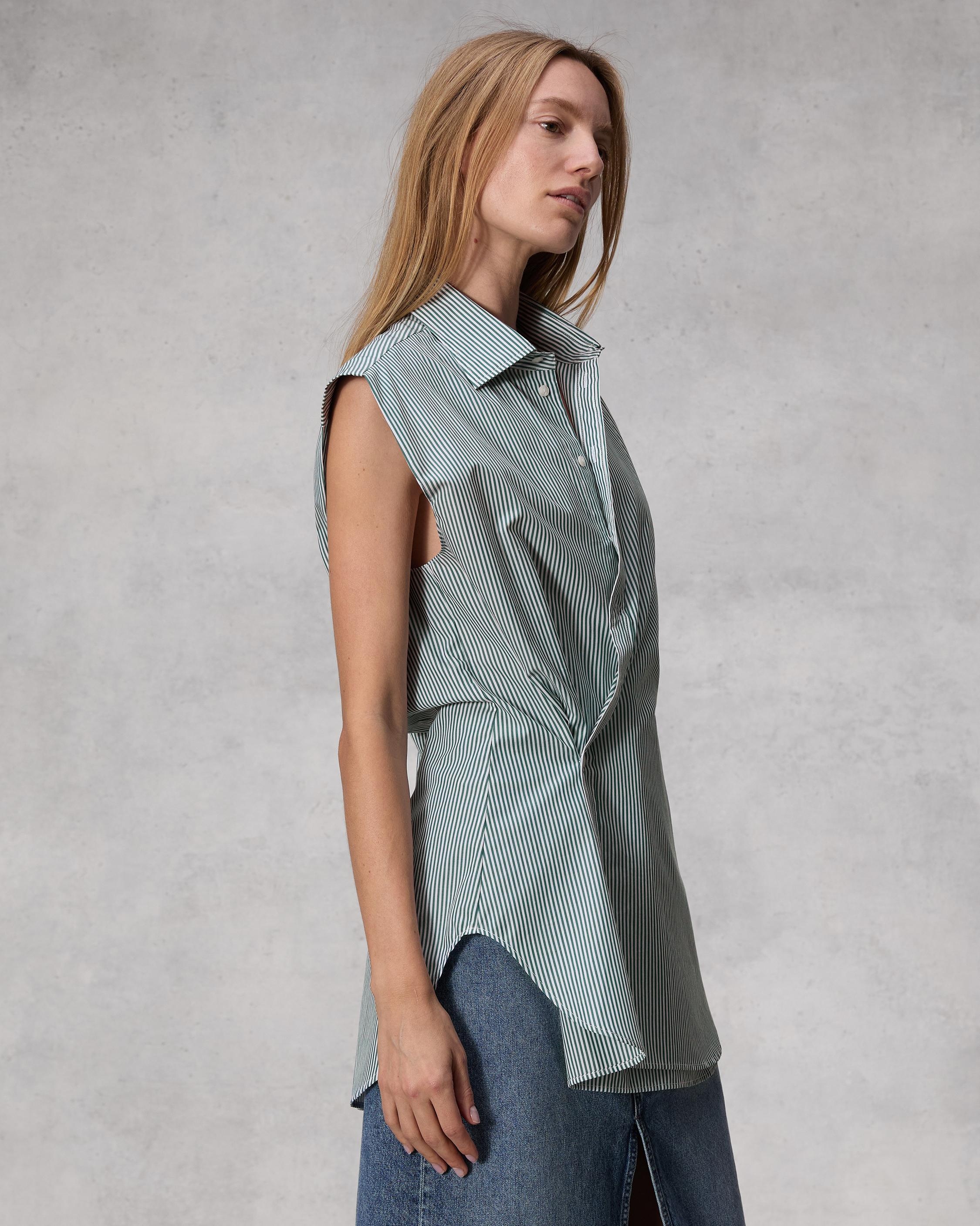 Indiana Cotton Poplin Sleeveless Shirt
Relaxed Fit Button Down - 4