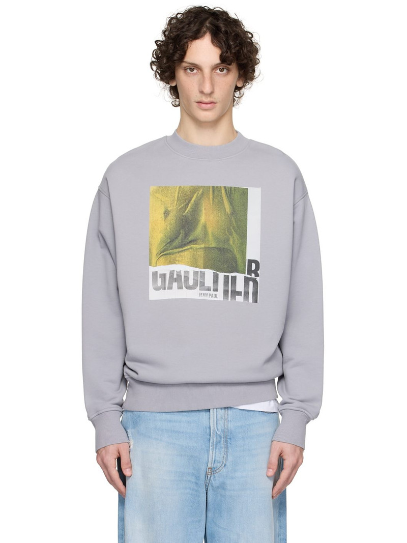 SSENSE Exclusive Gray Cotton Crew Printed Water Sweatshirt 1