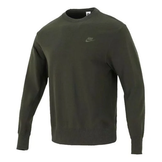 Men's Nike Sportswear Logo Casual Sports Round Neck Pullover Brown Green DA0022-355 - 1