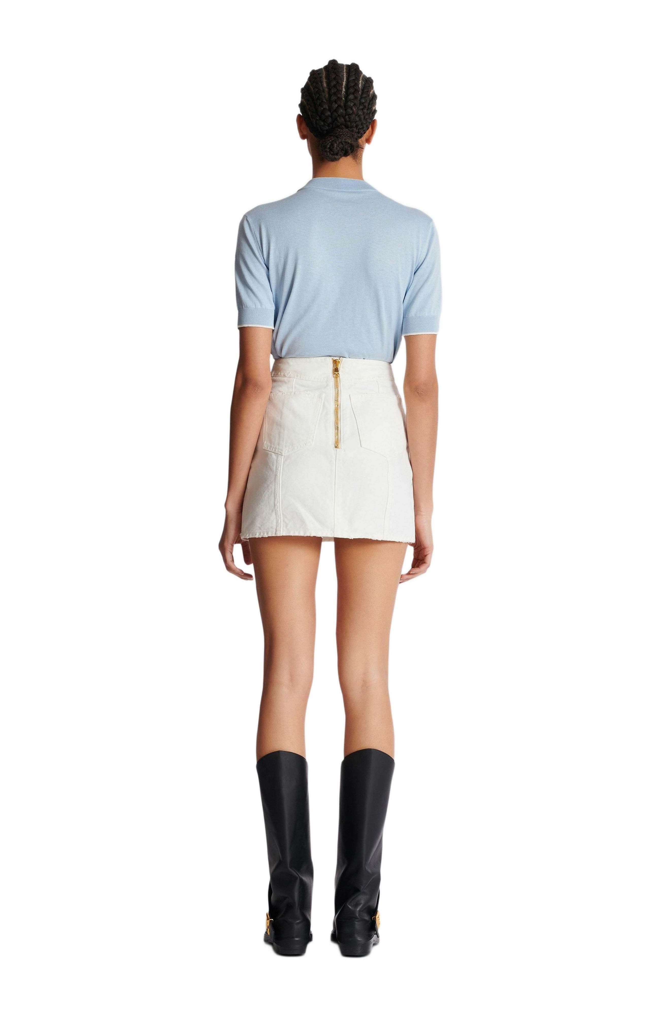 Balmain Short cotton canvas skirt in White at Nordstrom - 3