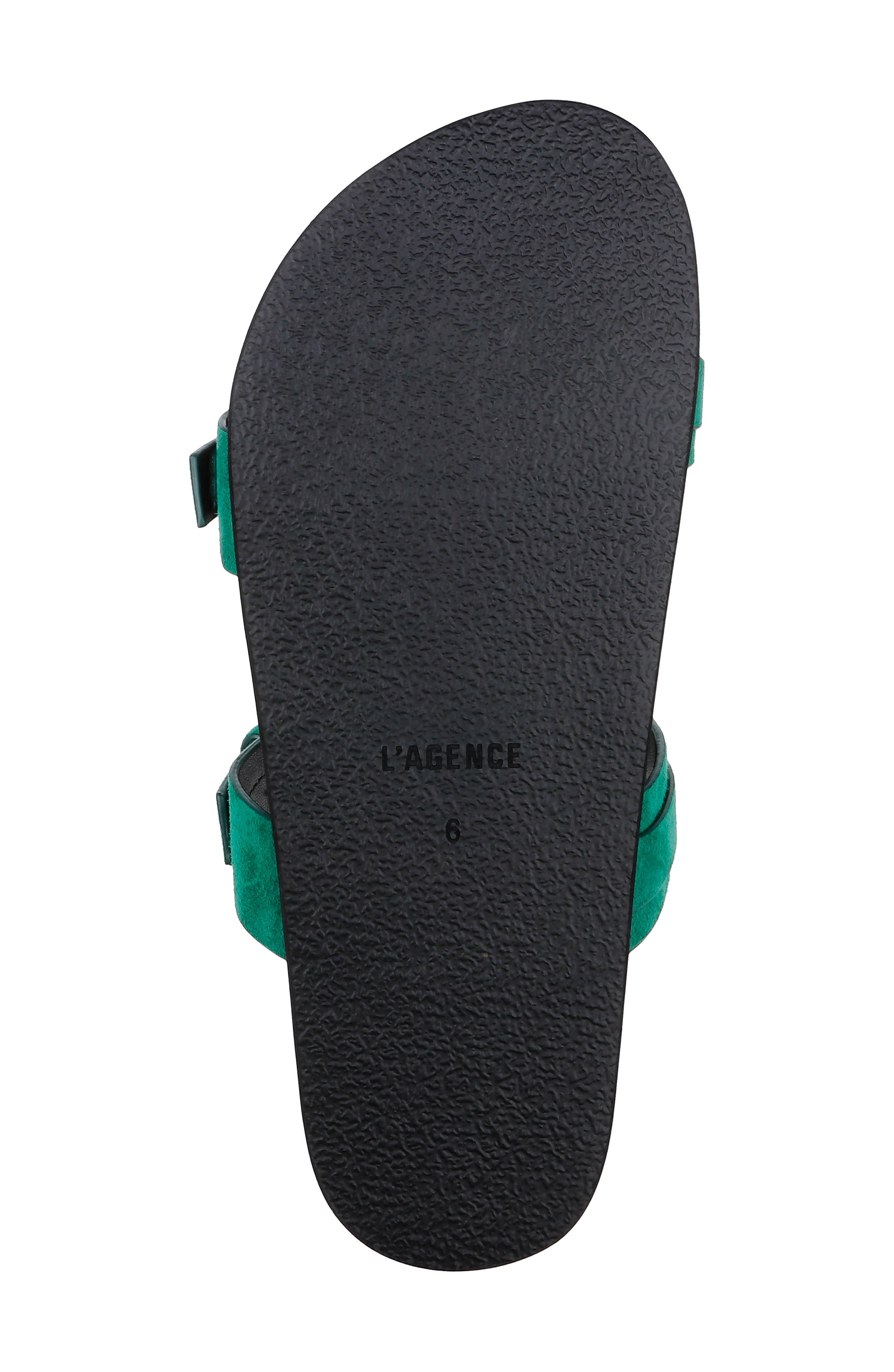 L'AGENCE Gaelle Slide Sandal in Green Suede at Nordstrom - 6