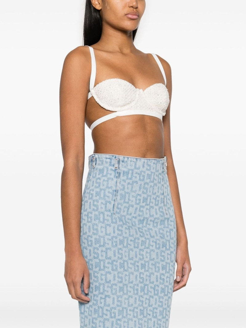 sequin-embellishment tweed bralette 3