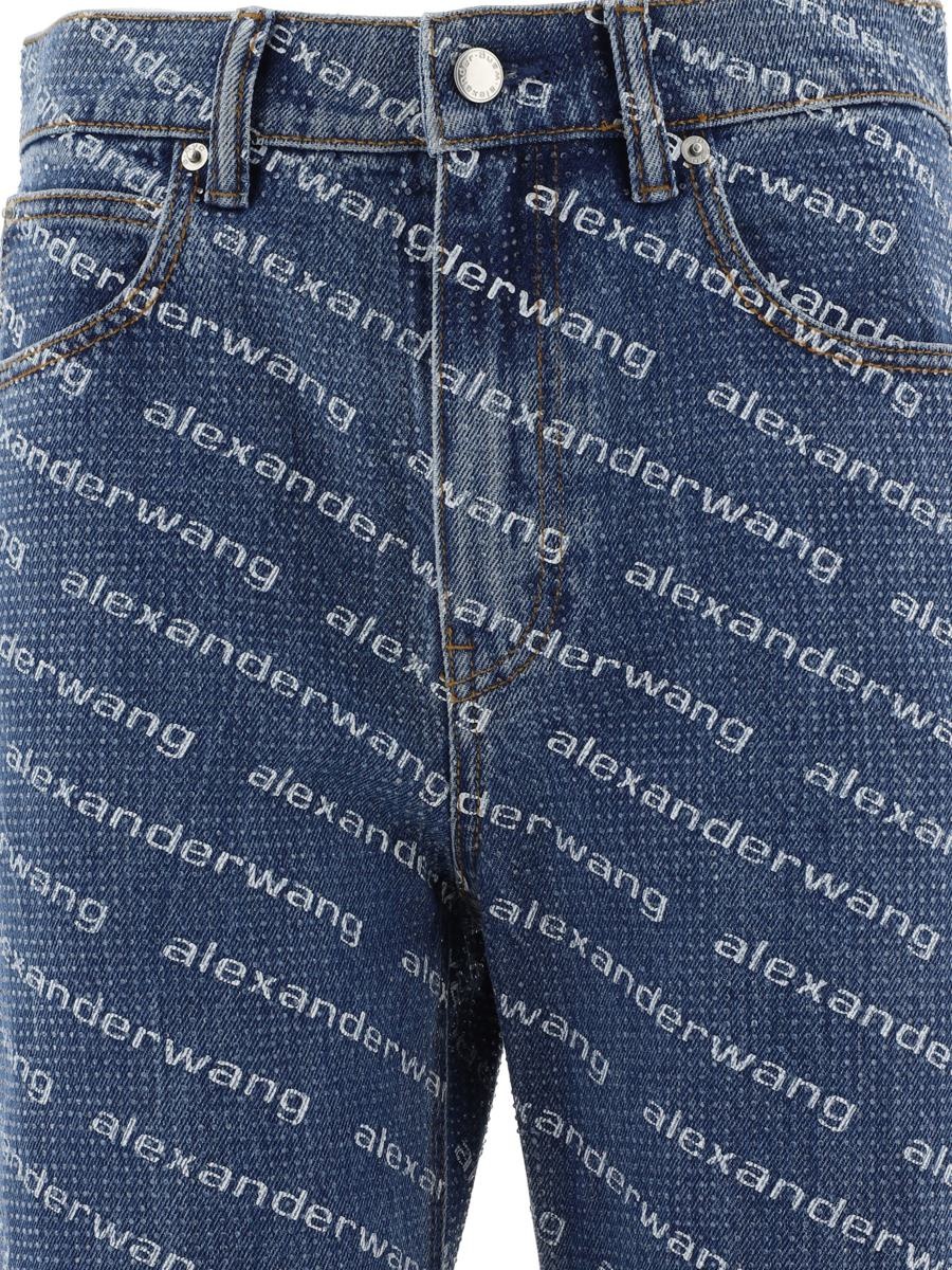 【関税込み】Alexander Wang Jeans with logo crystal hotfix clear crystal hotfix moto pant in cotton denim in BLACK
