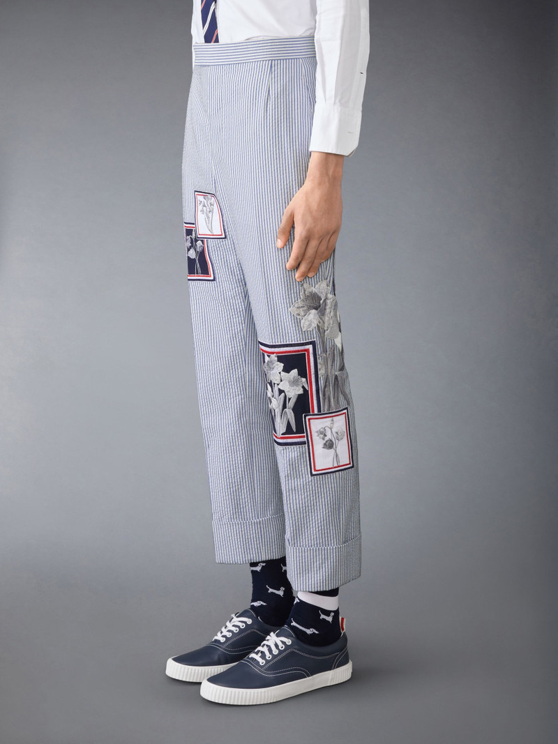 Thom Browne SEERSUCKER FRAMED FLORAL BACKSTRAP TROUSER outlook