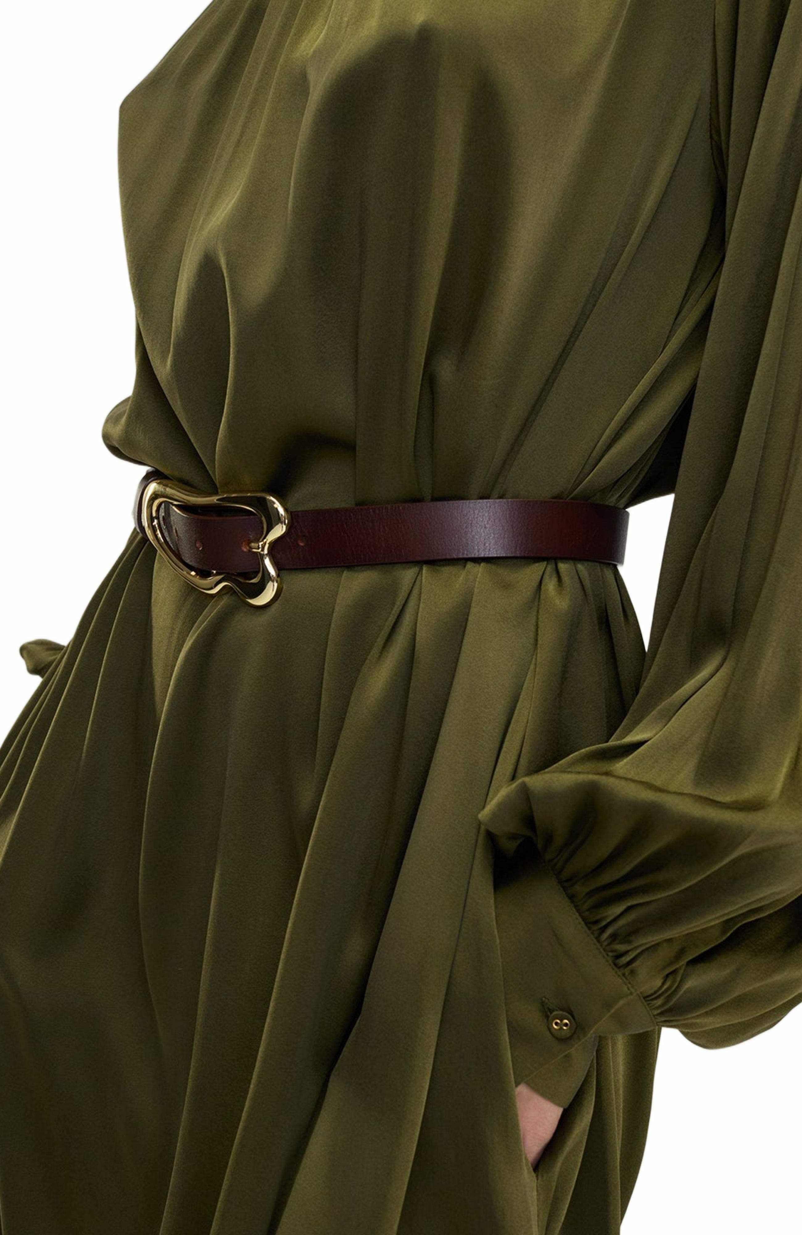 Cynthia Rowley Monroe Silk Charmeuse Dress in Dark_Olive at Nordstrom - 8