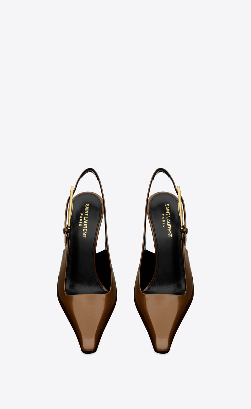 SAINT LAURENT lee slingback pumps in glazed leather outlook
