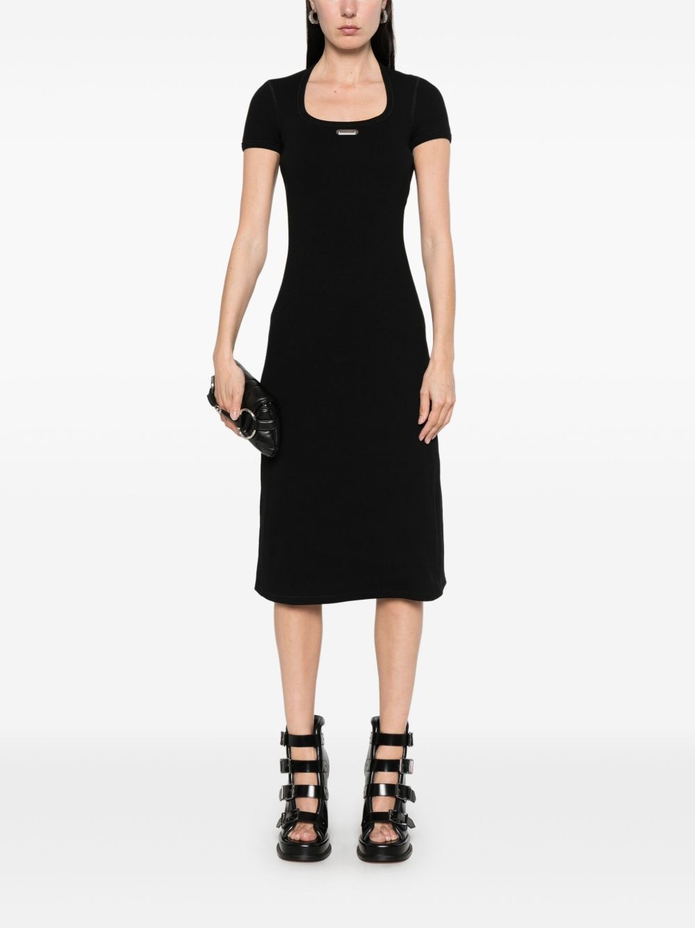 logo-plaque midi dress - 2