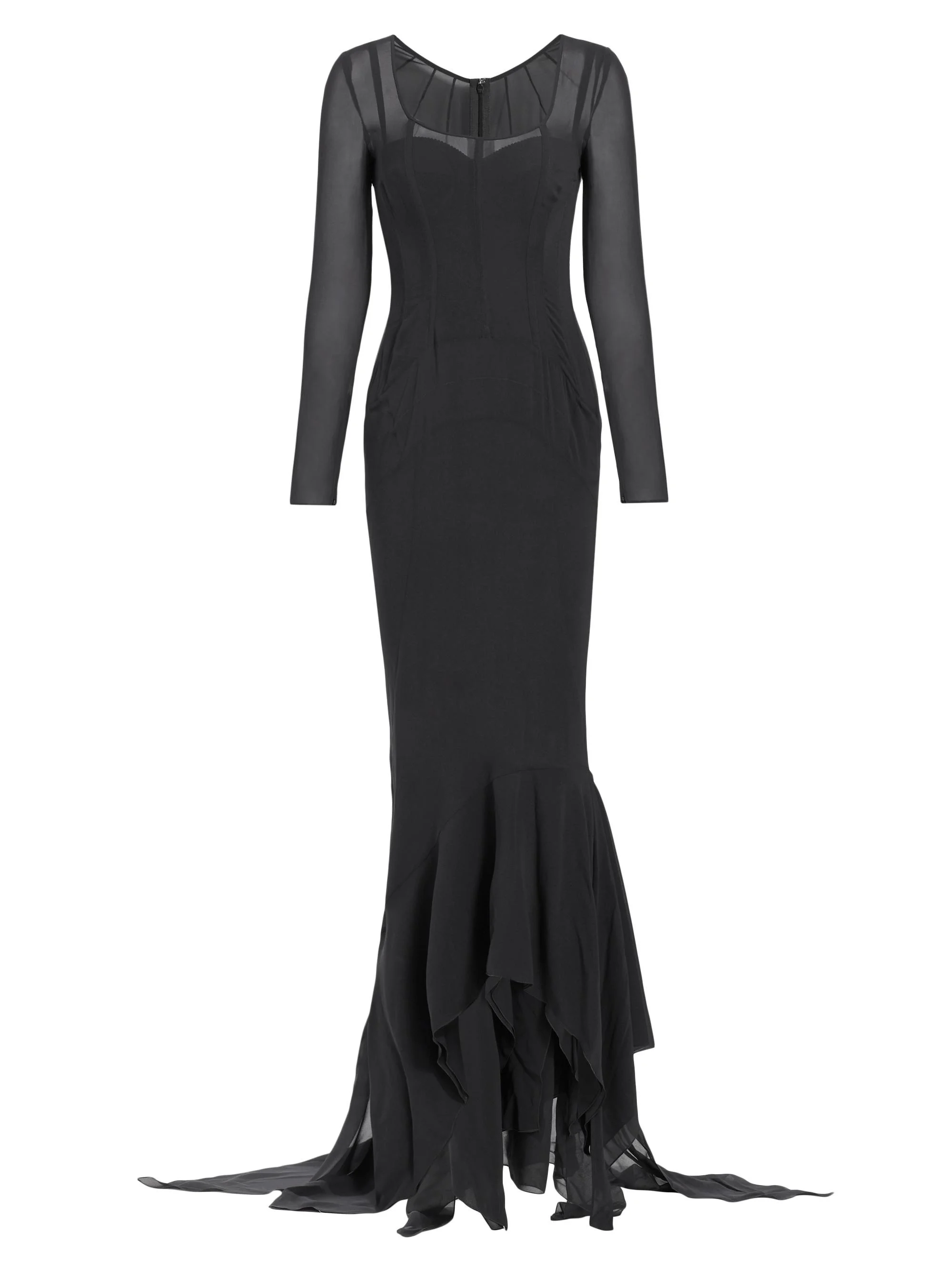 Women's Sheer Long-Sleeve Gown - Grey - 1