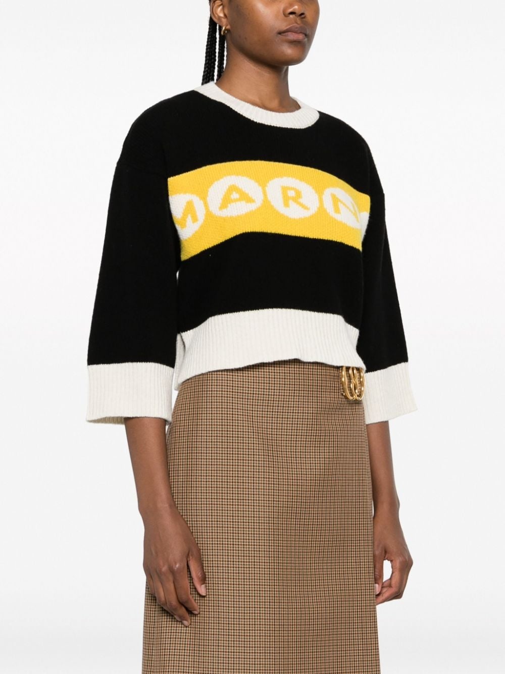 logo-intarsia cropped jumper - 3