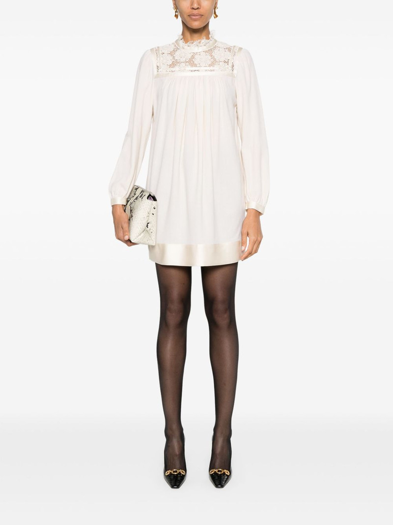 SAINT LAURENT Broderie Anglaise long-sleeve minidress outlook