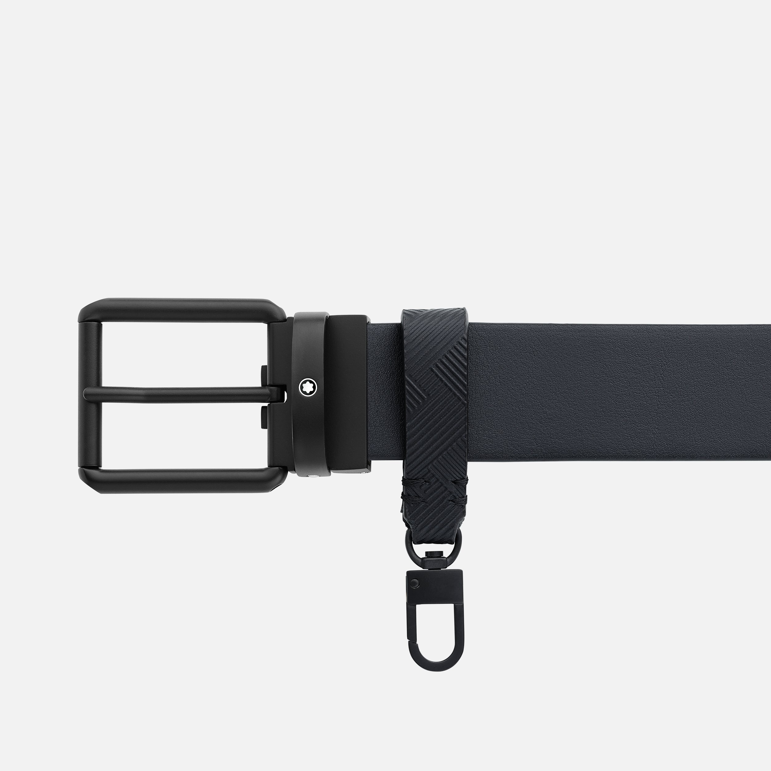Printed black/plain black 35 mm reversible leather belt - 5