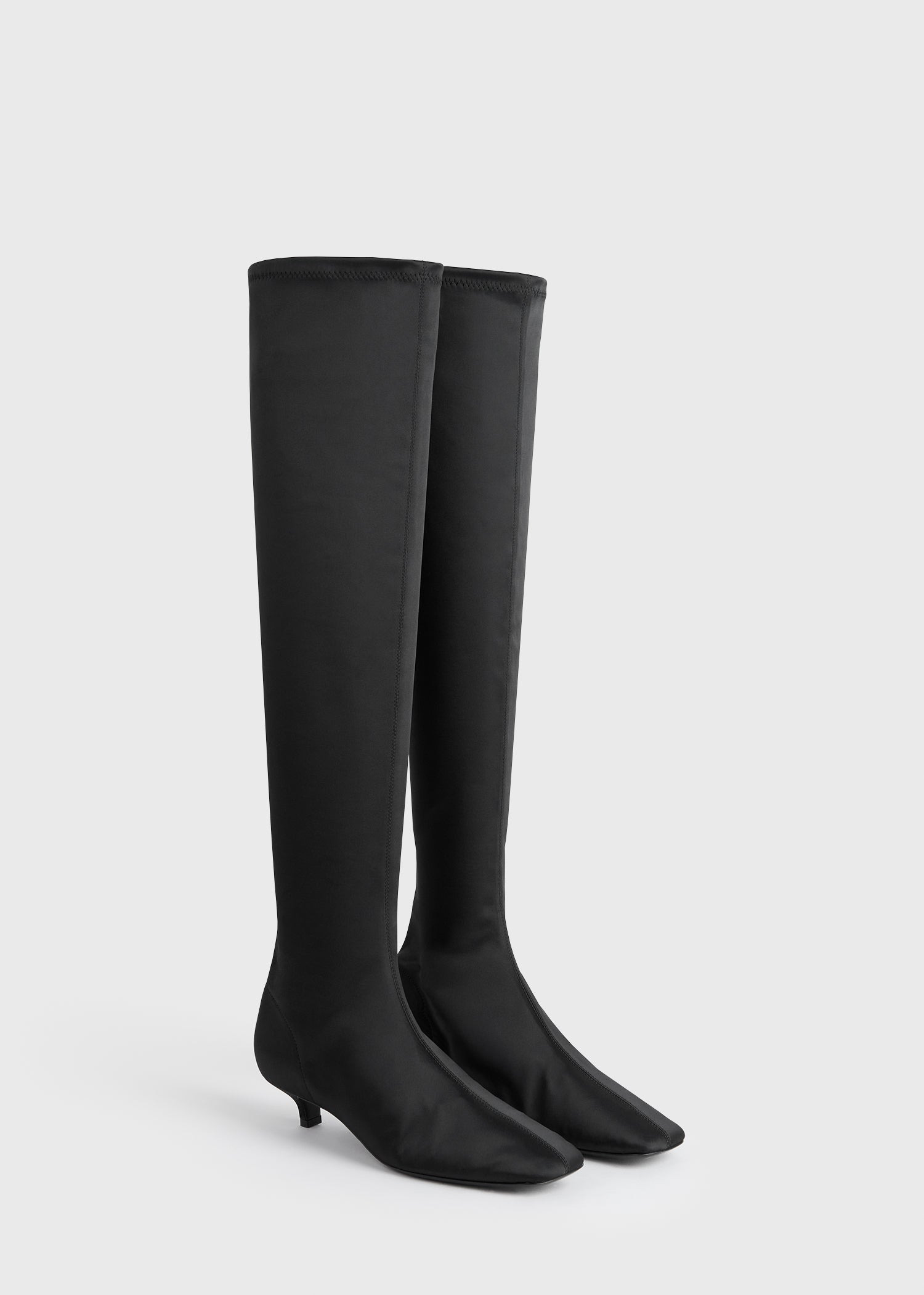 Satin knee-high boots black - 7