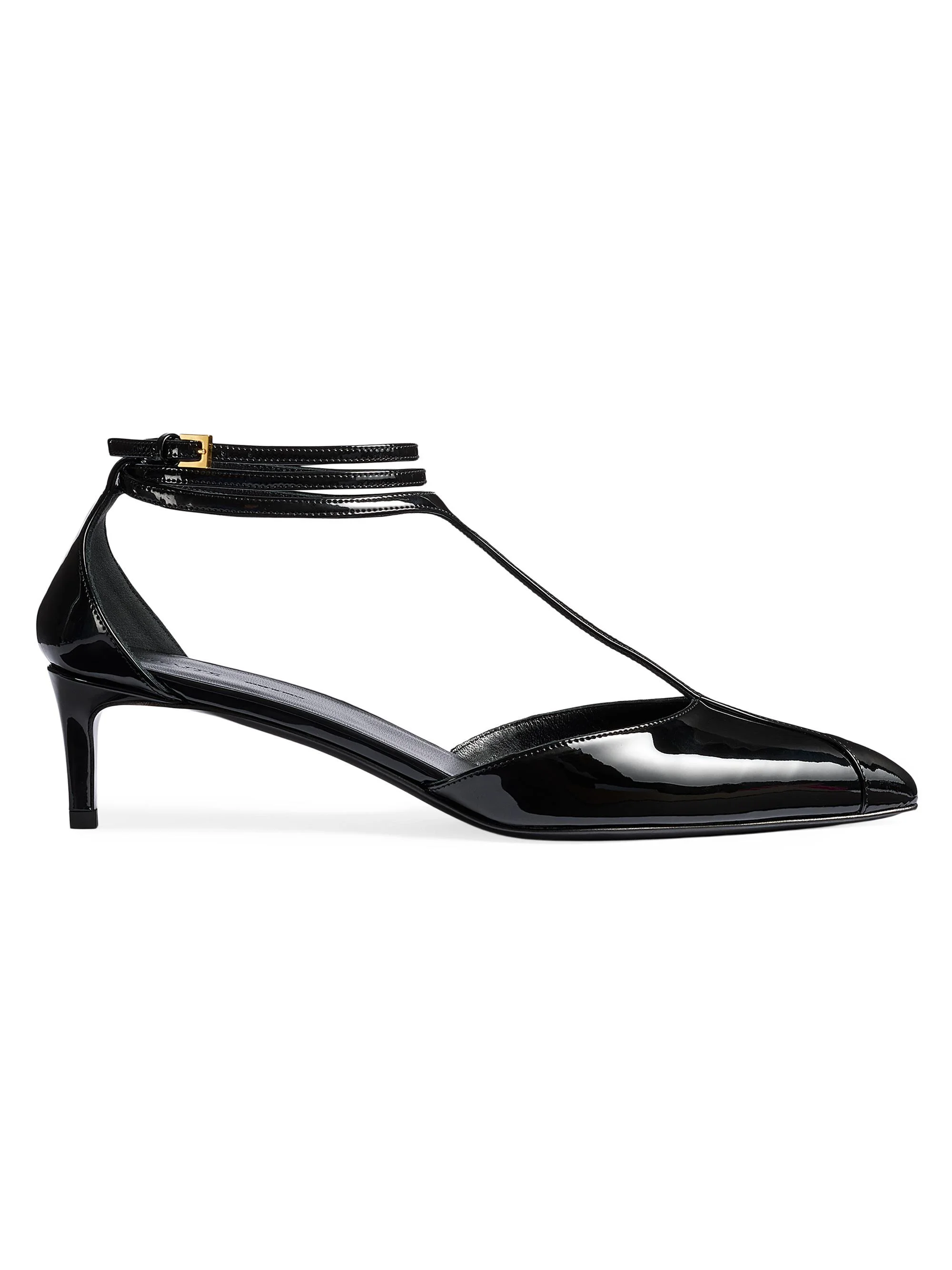 Women's Mia 45MM Leather T-Strap Pumps - Black - 1